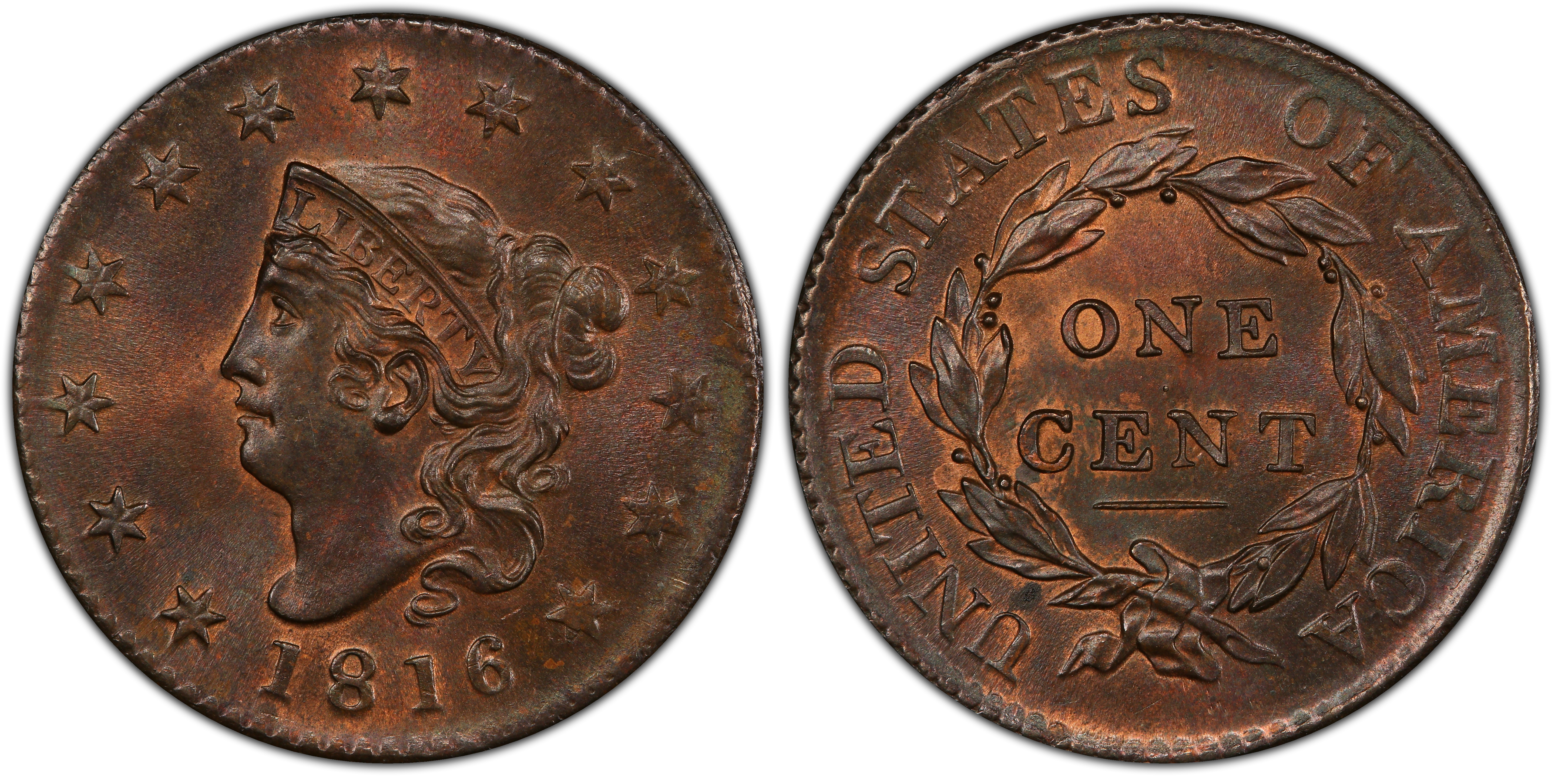 1816 1C, BN (Regular Strike) Coronet Head Cent - PCGS CoinFacts