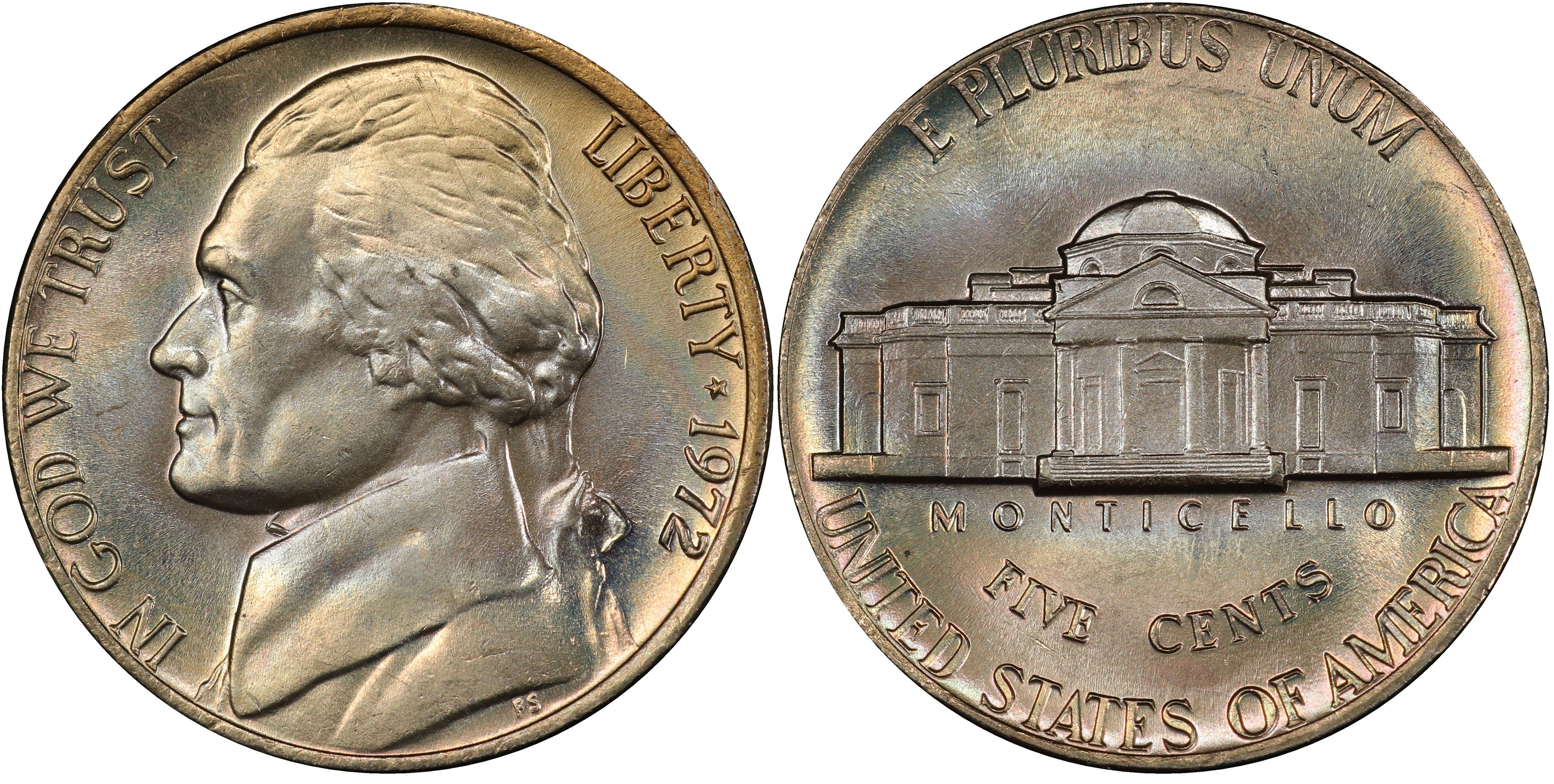 1972-P  Jefferson Nickel BU one nickel from original roll 