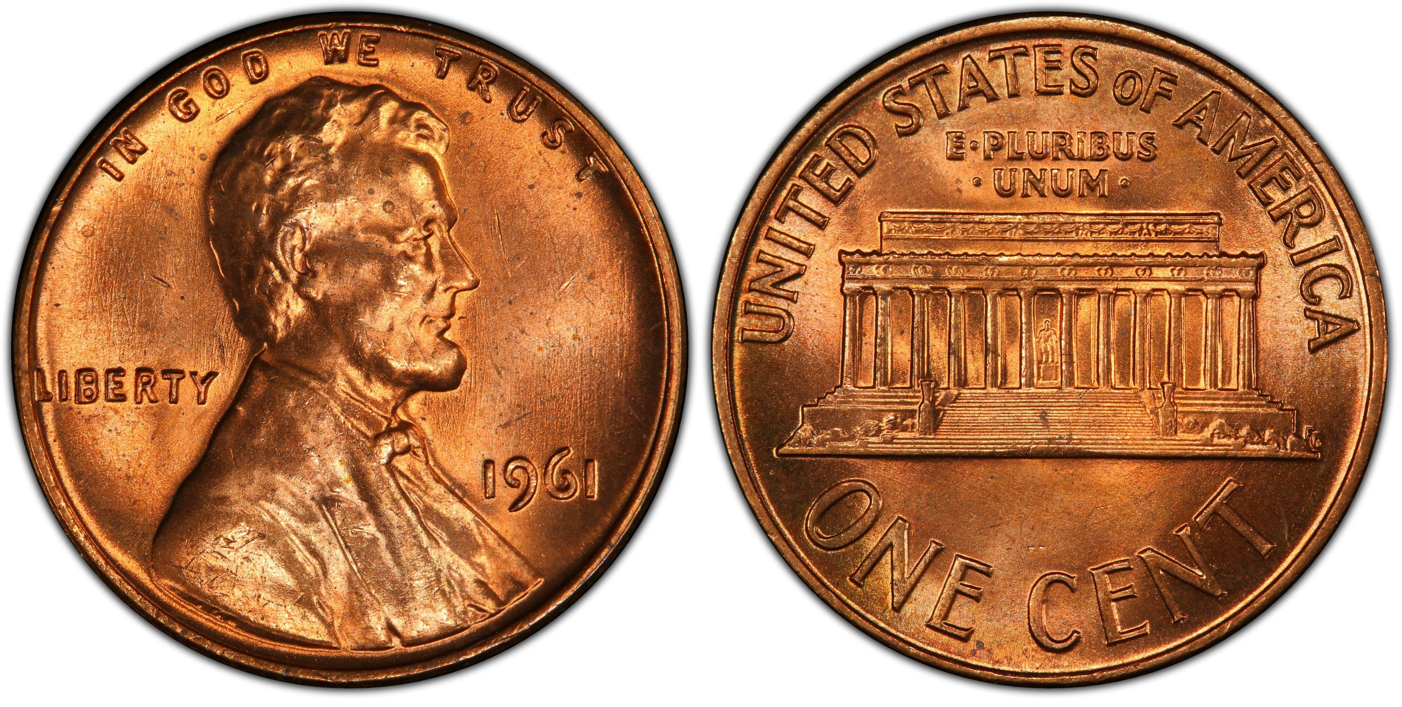 Images of Lincoln Cent (Modern) 1961 1C, RD - PCGS CoinFacts