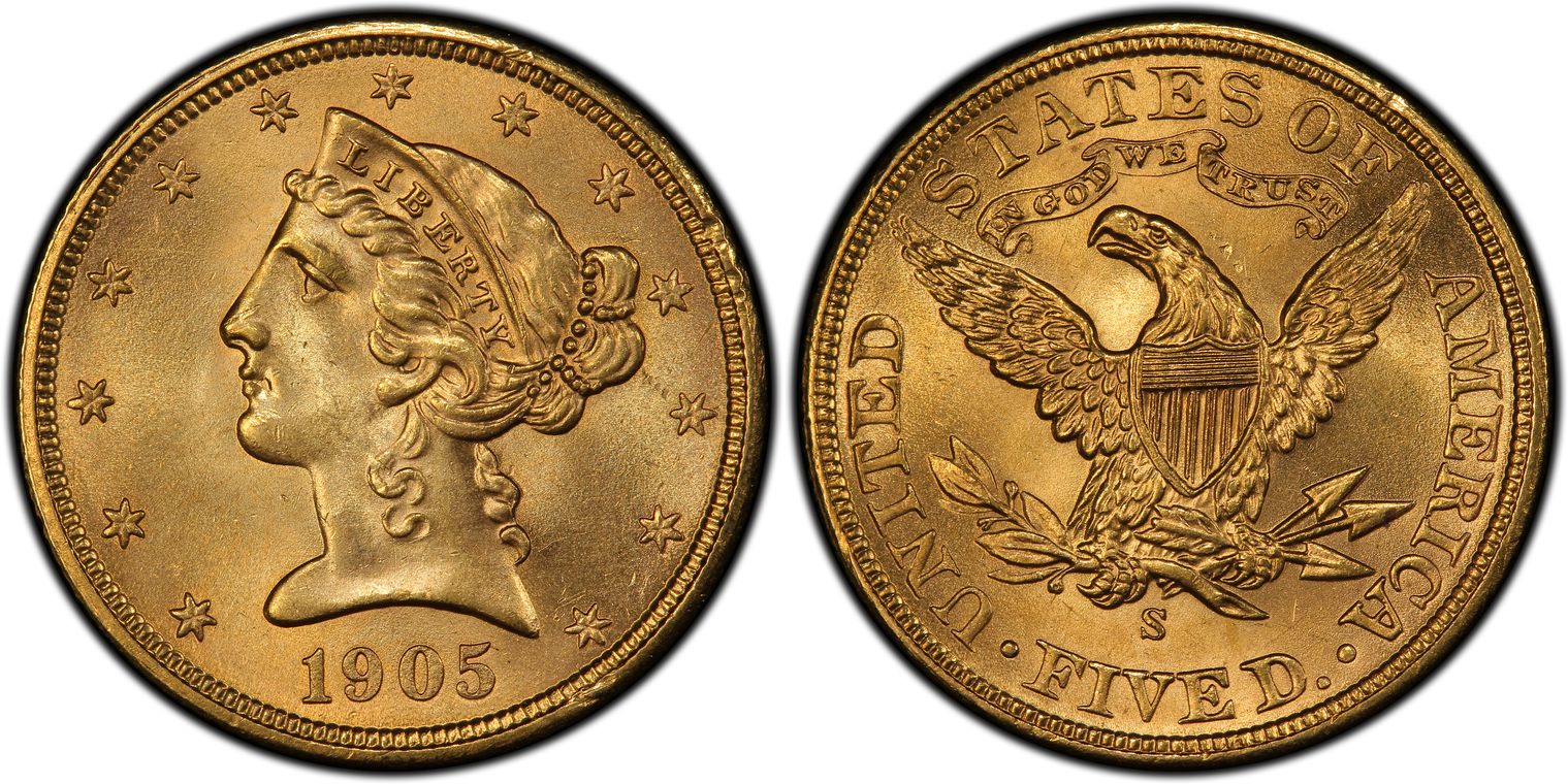 1905-S $5 (Regular Strike) Liberty Head $5 - PCGS CoinFacts