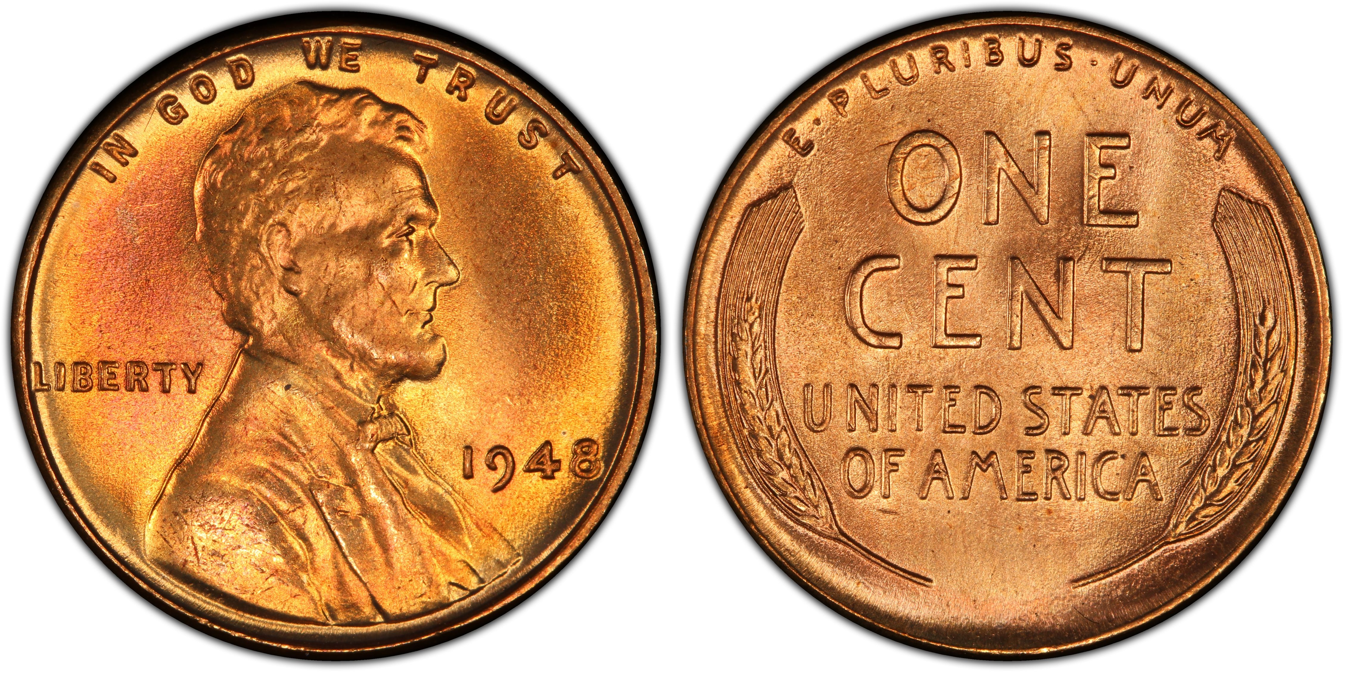 1948 1C, RD (Regular Strike) Lincoln Cent (Wheat Reverse) - PCGS 