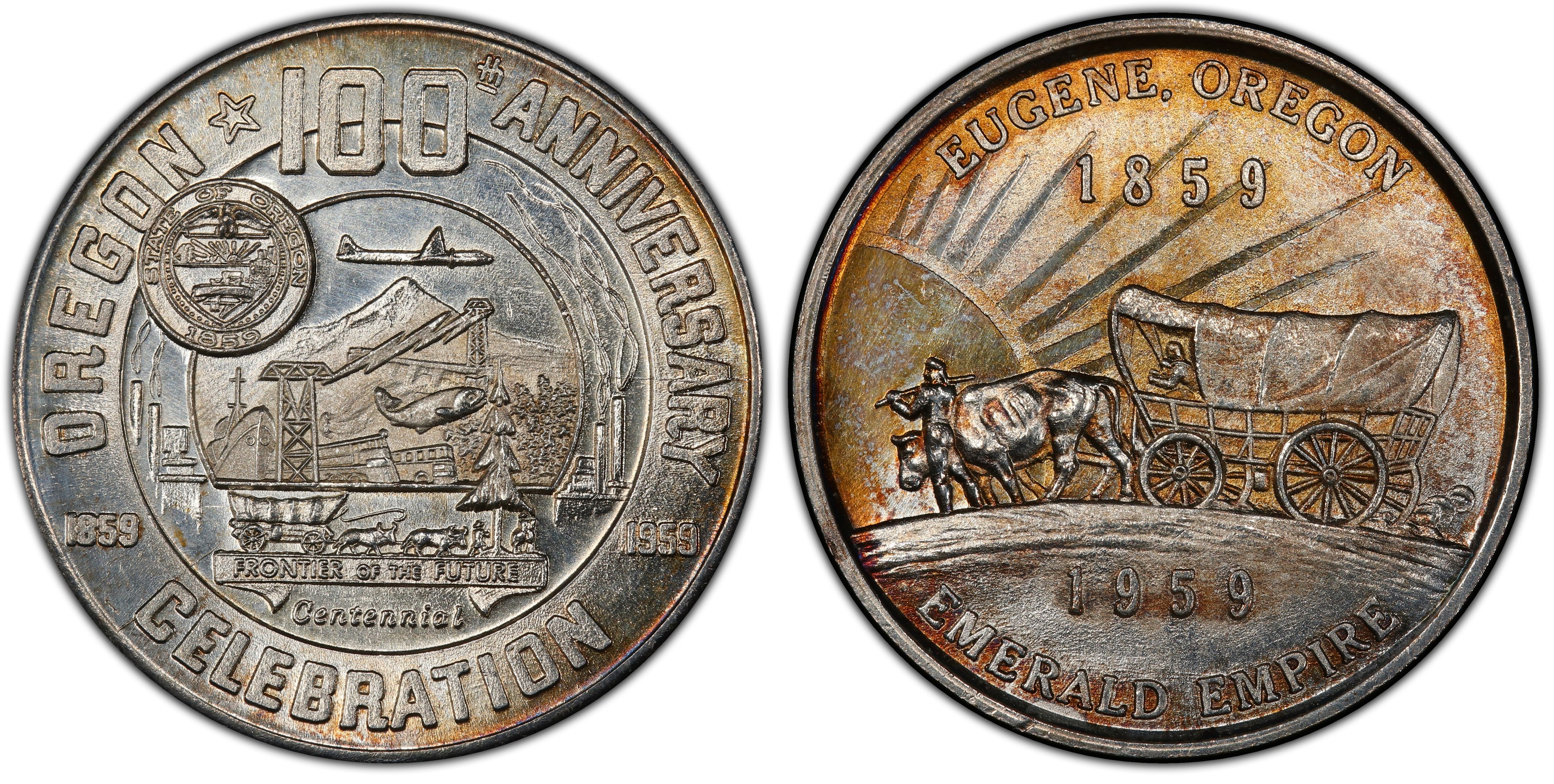 1959 SC$1 HK-556a Silver-Plated, Eugene OR Statehood Centennial ...