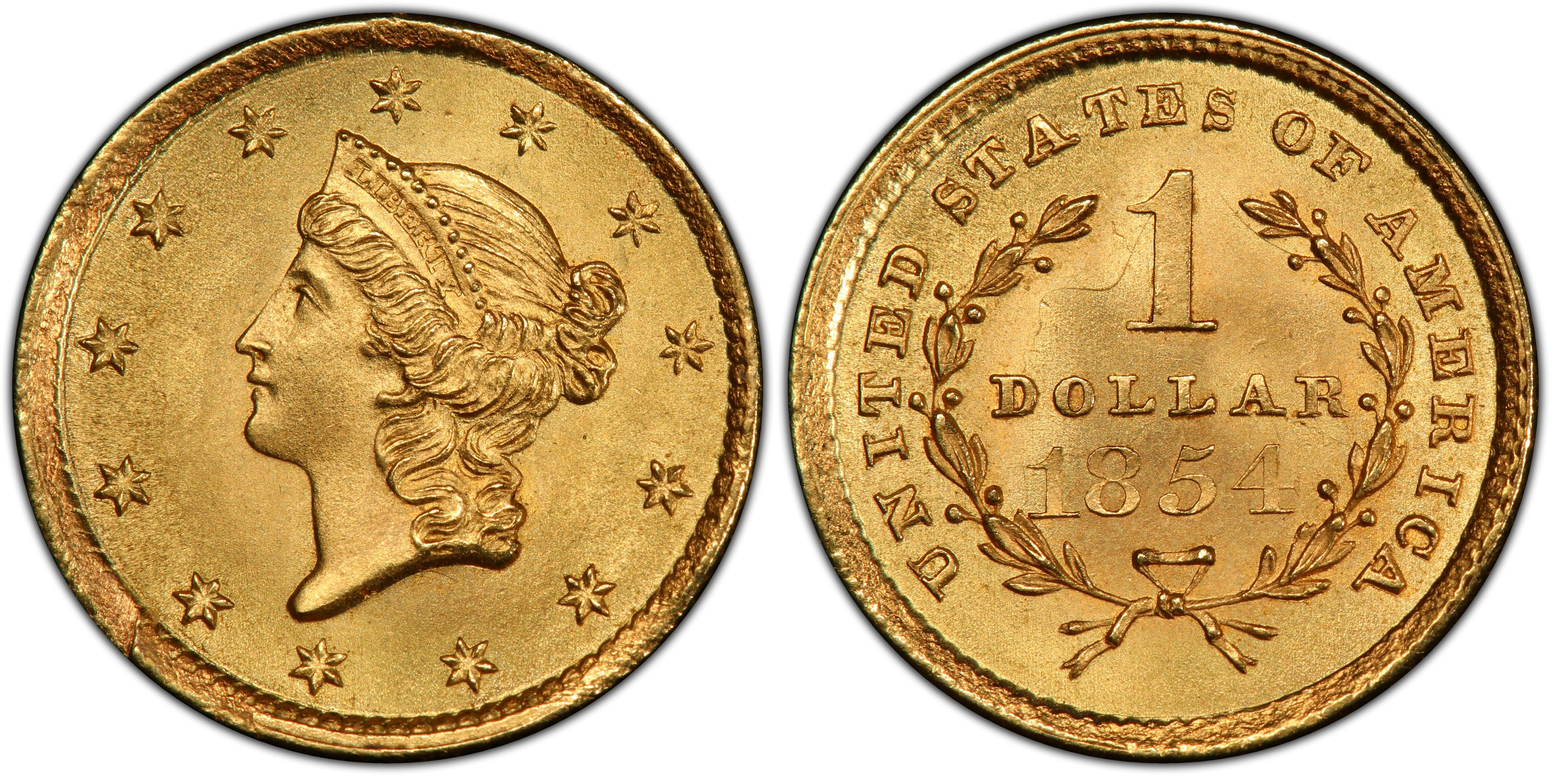 Surrey Laat je zien opwinding 1854 G$1 Type 1 (Regular Strike) Gold Dollar - PCGS CoinFacts