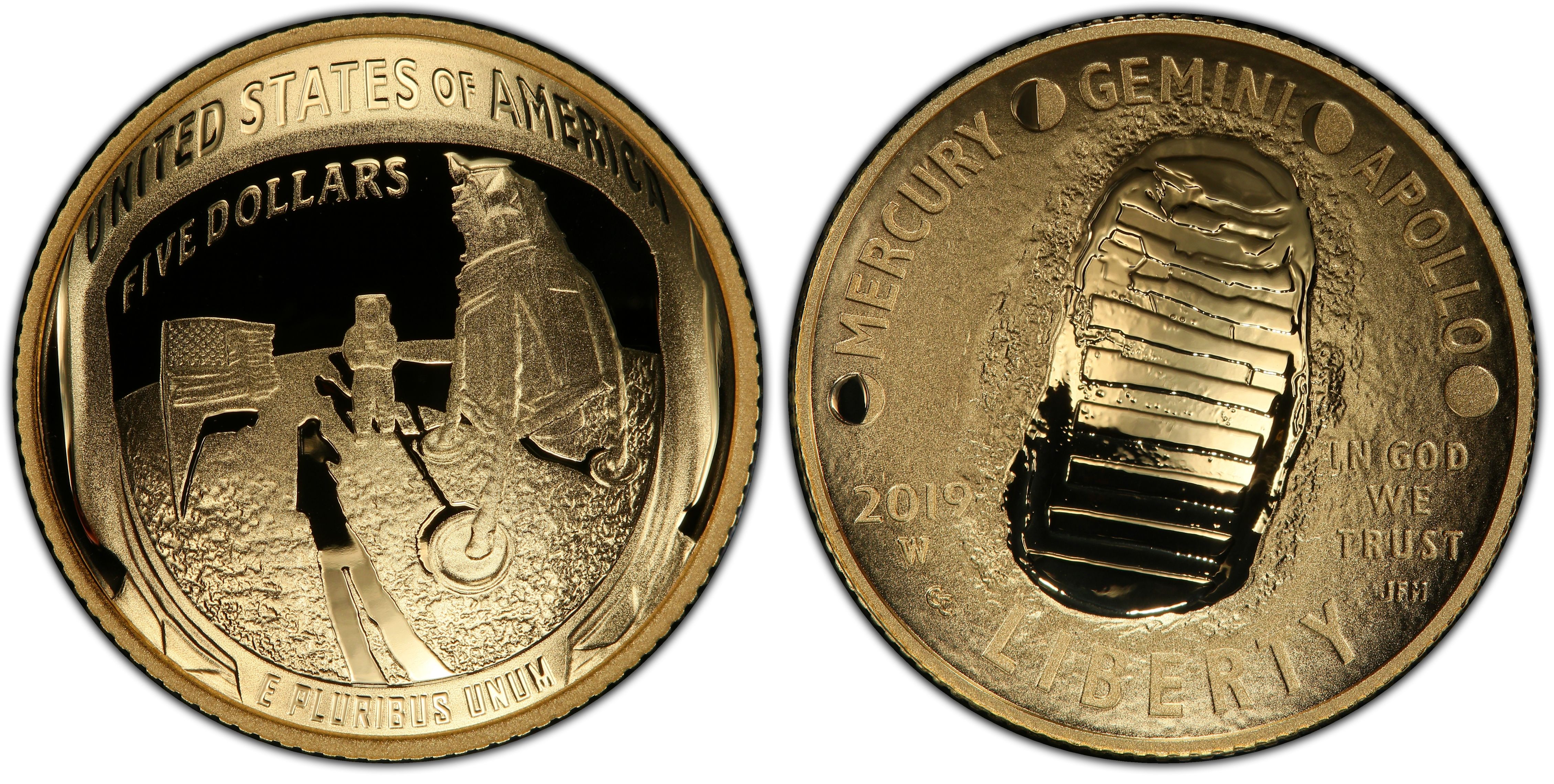 2019-W $5 Apollo 11 50th Anniversary (Regular Strike) Modern Gold