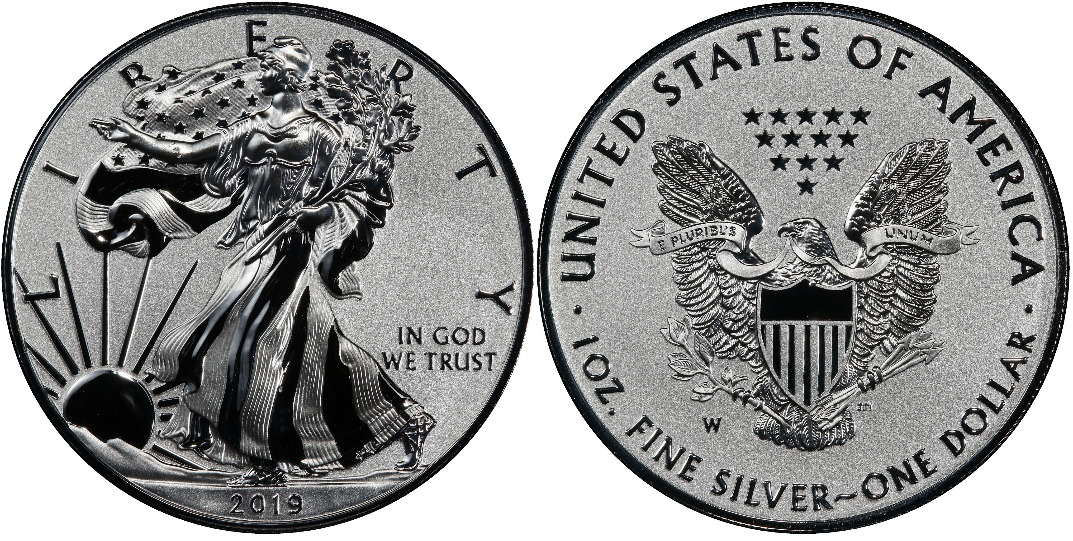 2019-W Reverse Proof $1 American Silver Eagle NGC PF70 FDI Flags Label Pride of