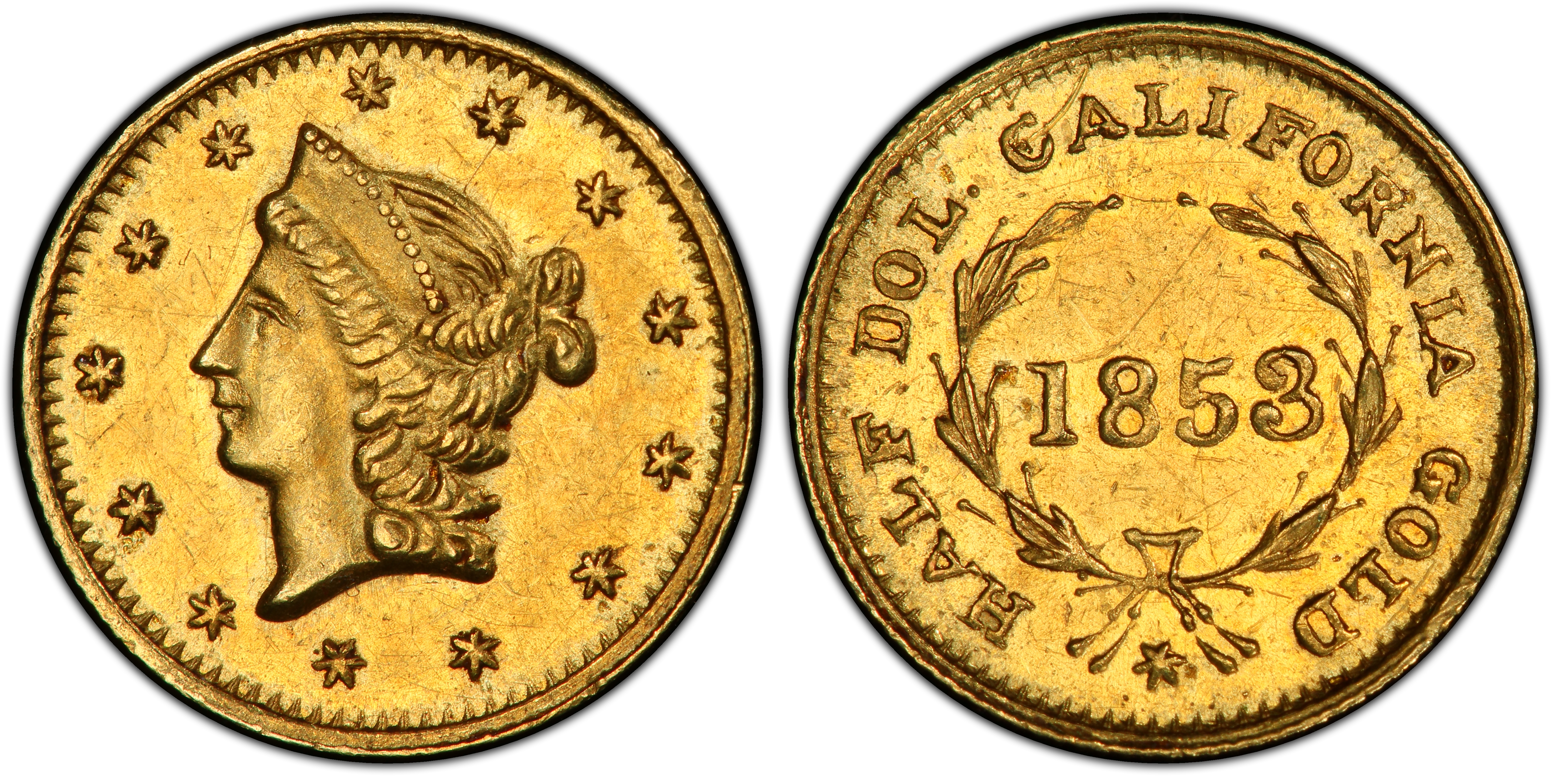 1854 Half Dollar California Gold Fractional Token Coin California Gold ...