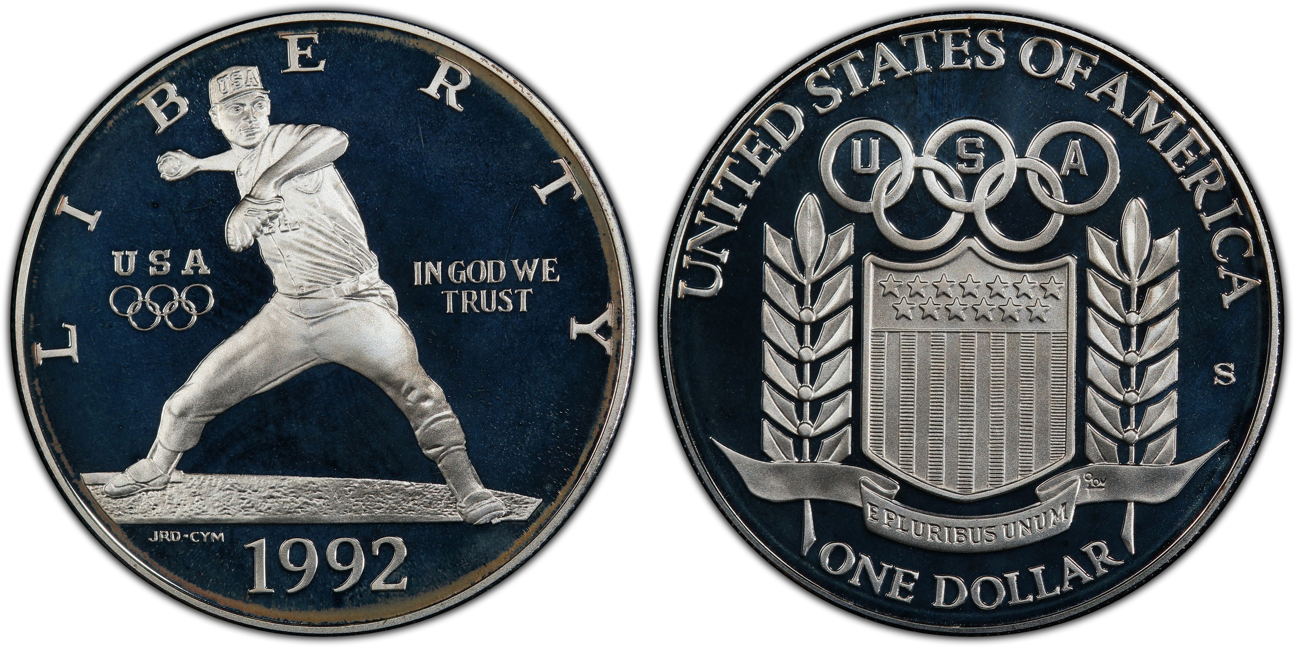 1992 S Olympic Silver Commemorative Dollar Pr69dcam Pcgs Proof 69 Deep Cameo Coins And Paper Money