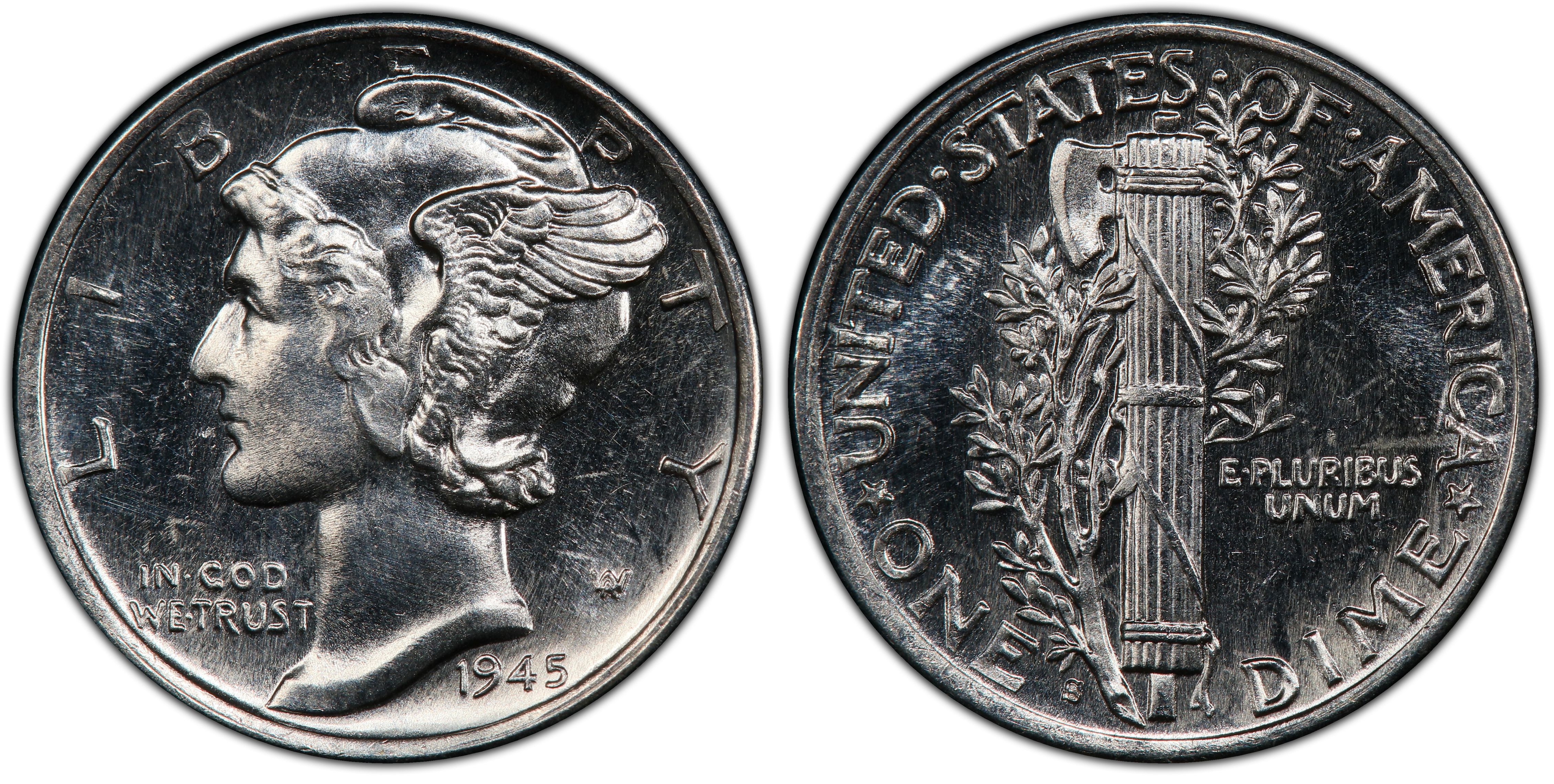 UNITED  STATES   10 Cents   1945 S   SILVER  *