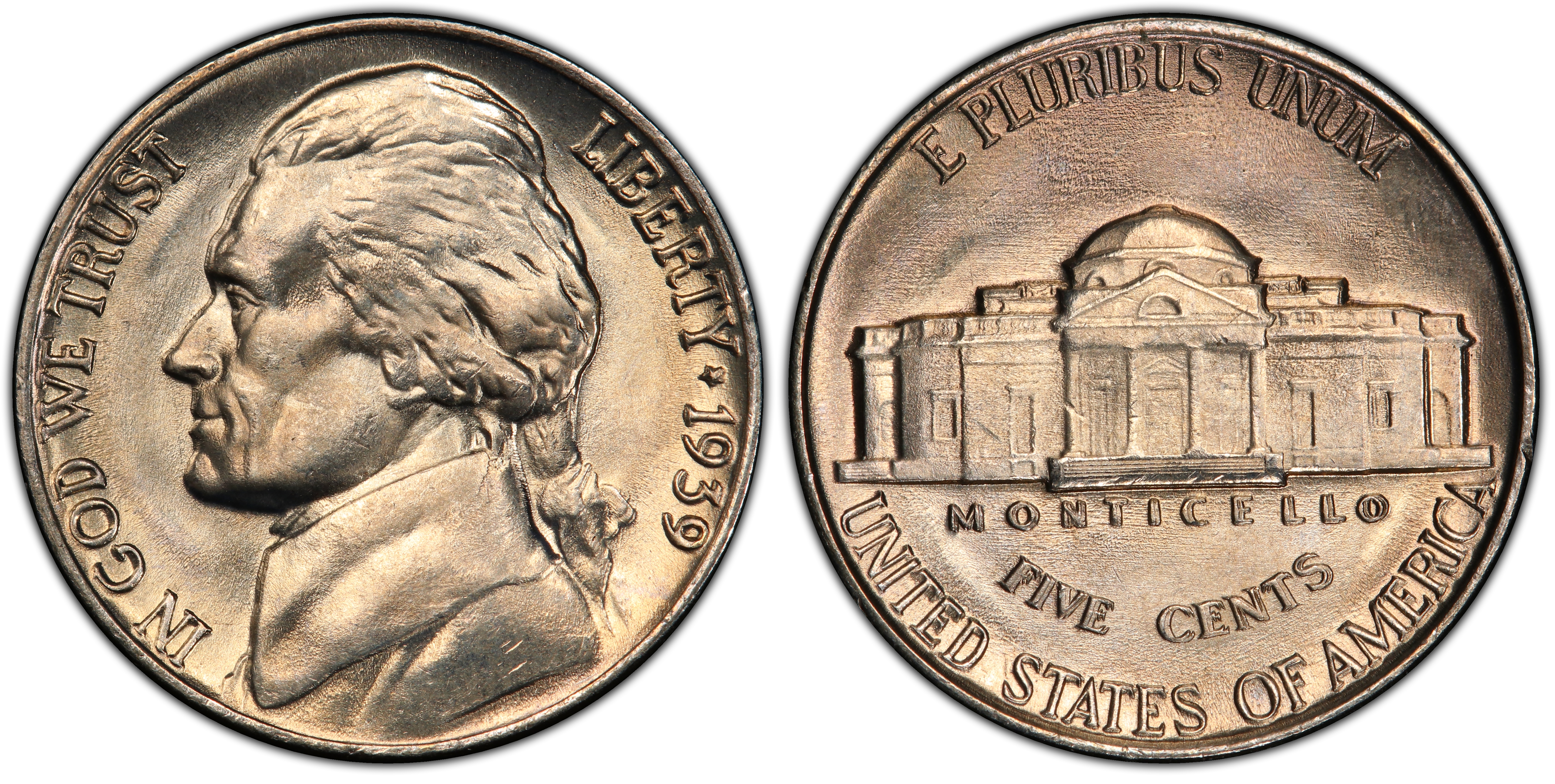 1939 5c Doubled Monticello Regular Strike Jefferson Nickel Pcgs Coinfacts