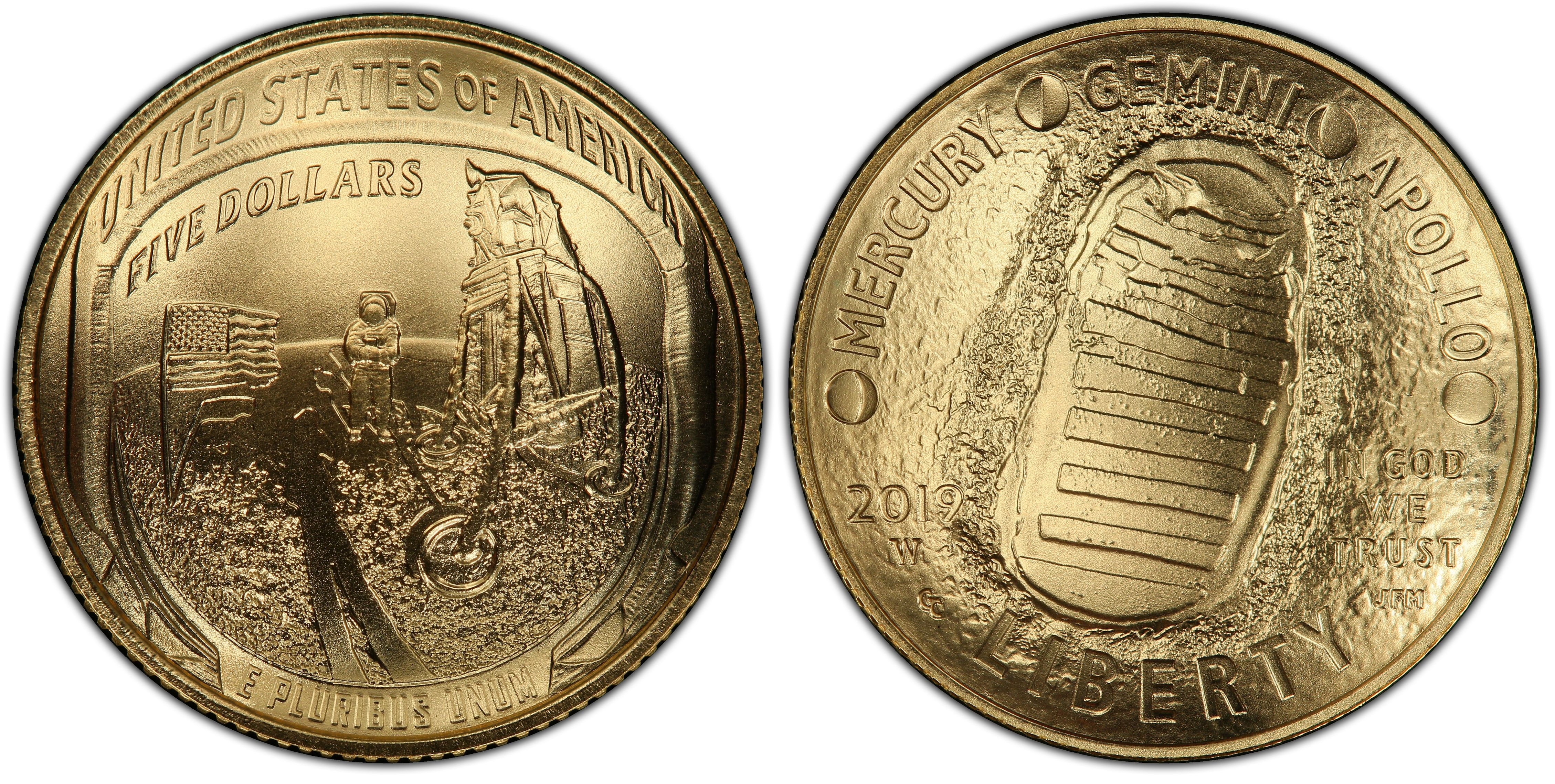 2019 W Apollo 11 50th Anniversary $5 Gold Commemorative Proof Coin OGP SKU56544 