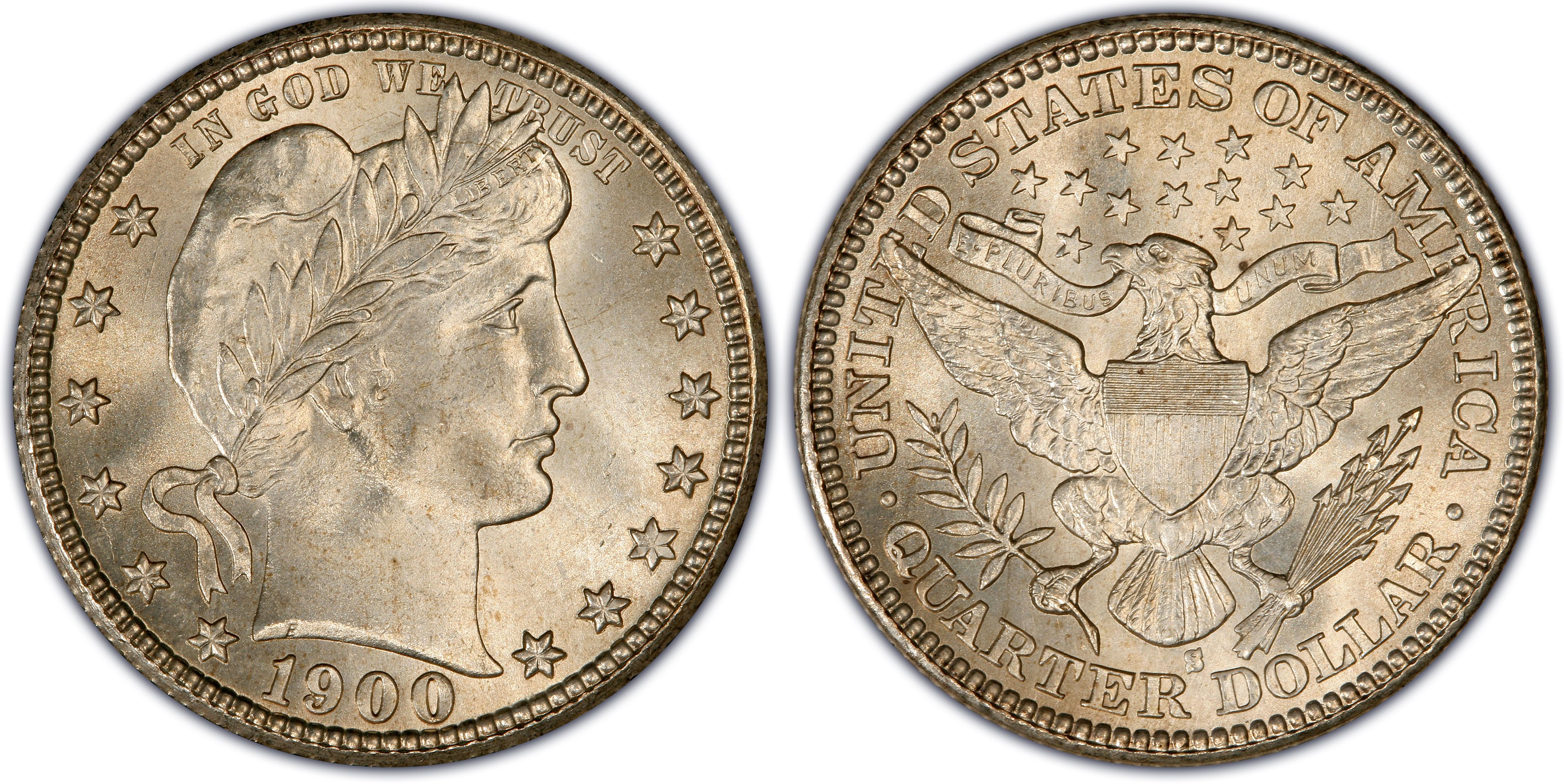 1900 25c Barber Silver Quarter US Coin