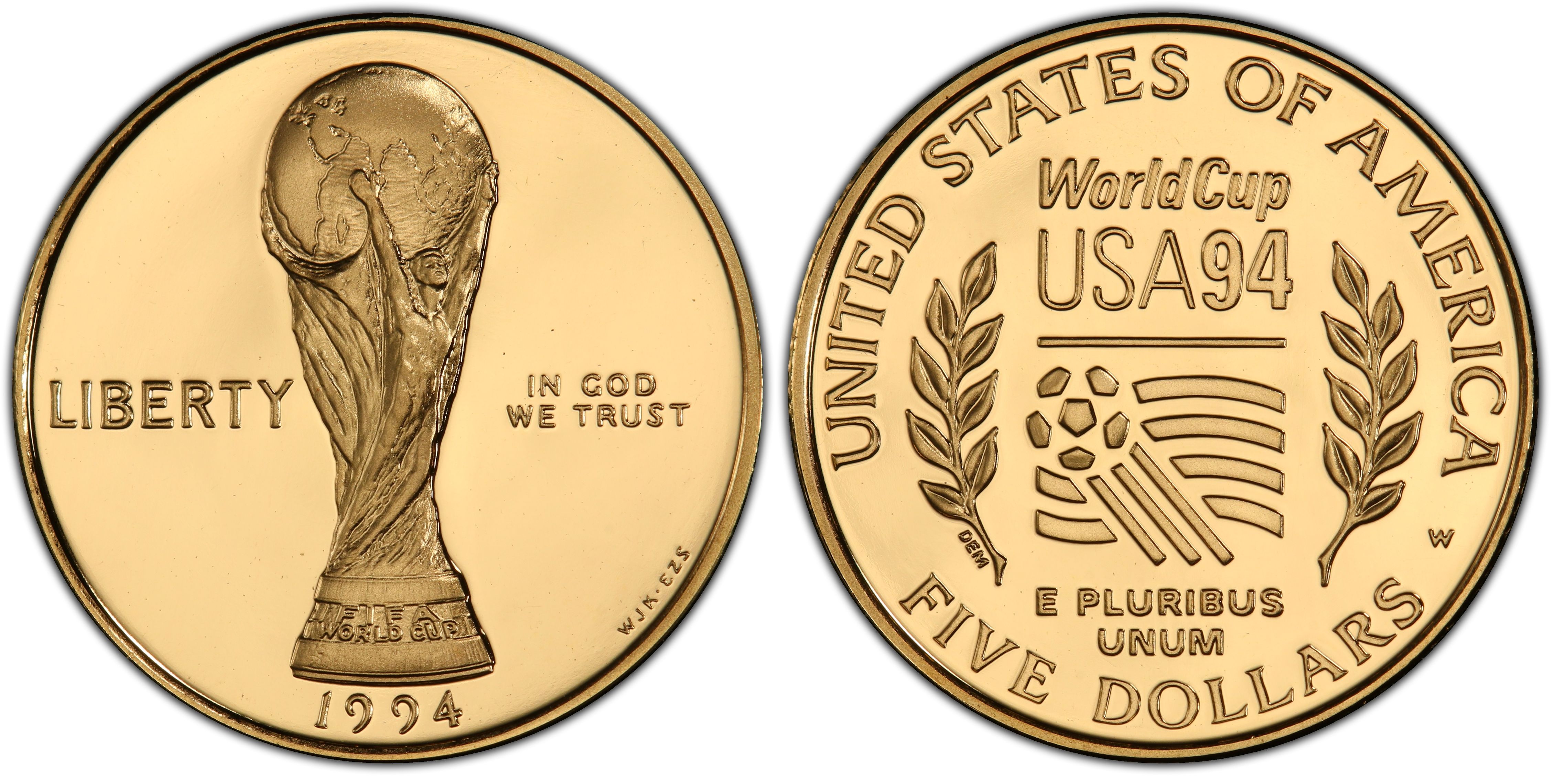 1994-W $5 World Cup, DCAM (Proof) Modern Gold Commemorative - PCGS 