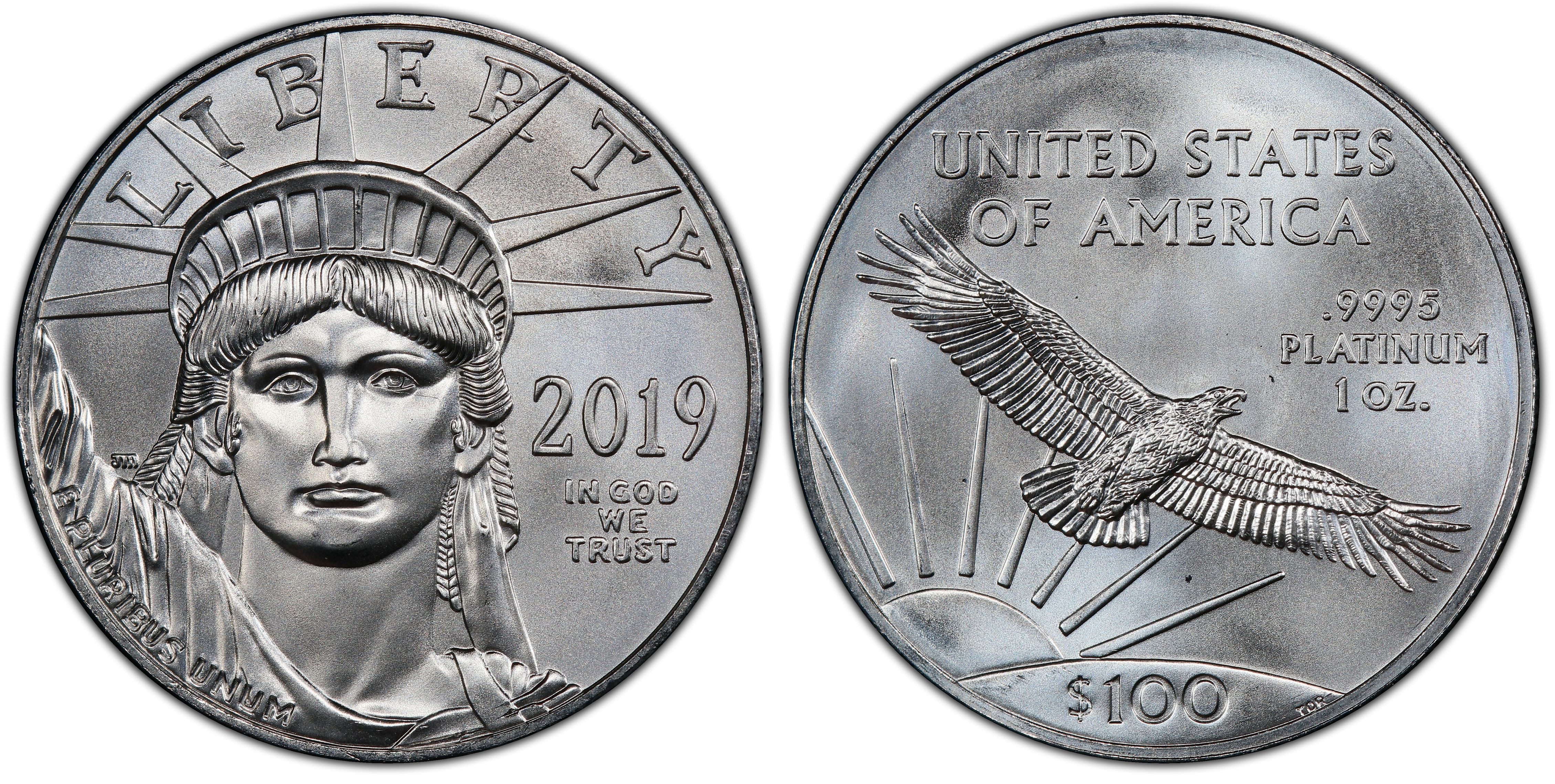 2019 $100 Statue of Liberty (Regular Strike) Platinum Eagles