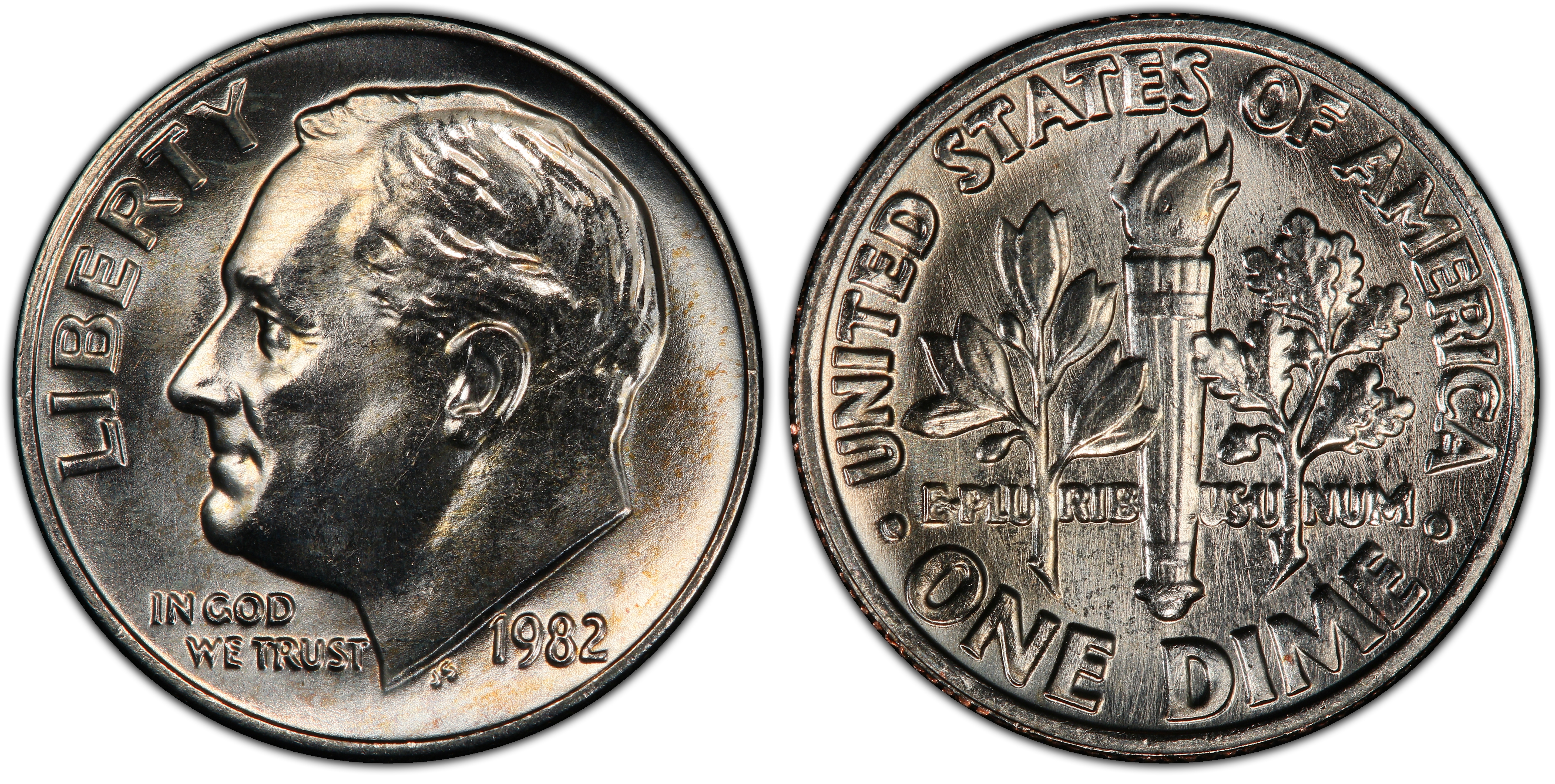 1982 10C No Mintmark - Strong, FB (Regular Strike) Roosevelt Dime ...