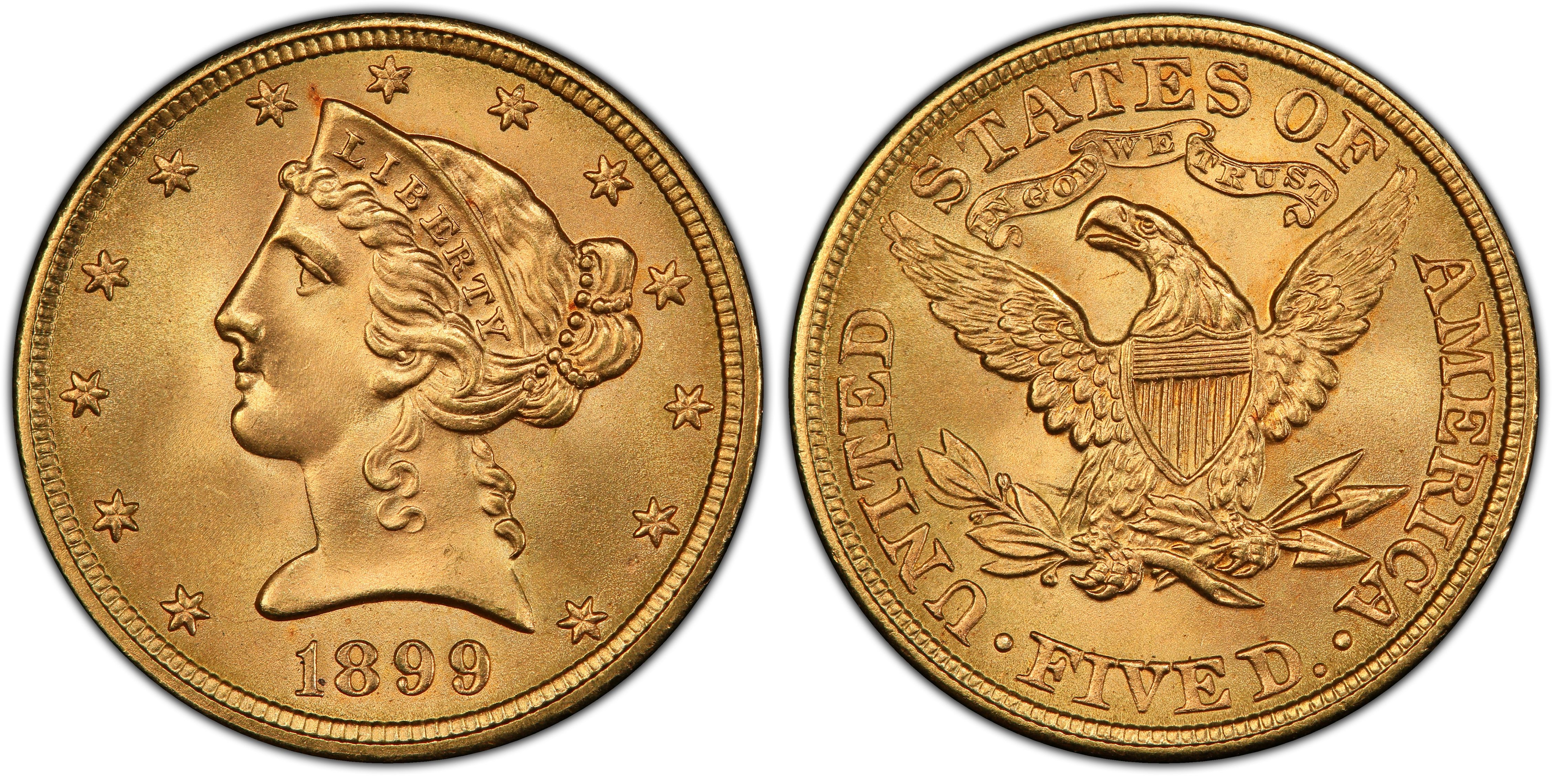 1899 $5 Gold Liberty Half Eagle NGC MS 63 - Free Shipping USA