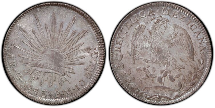 1843 popular 8 Reales coin