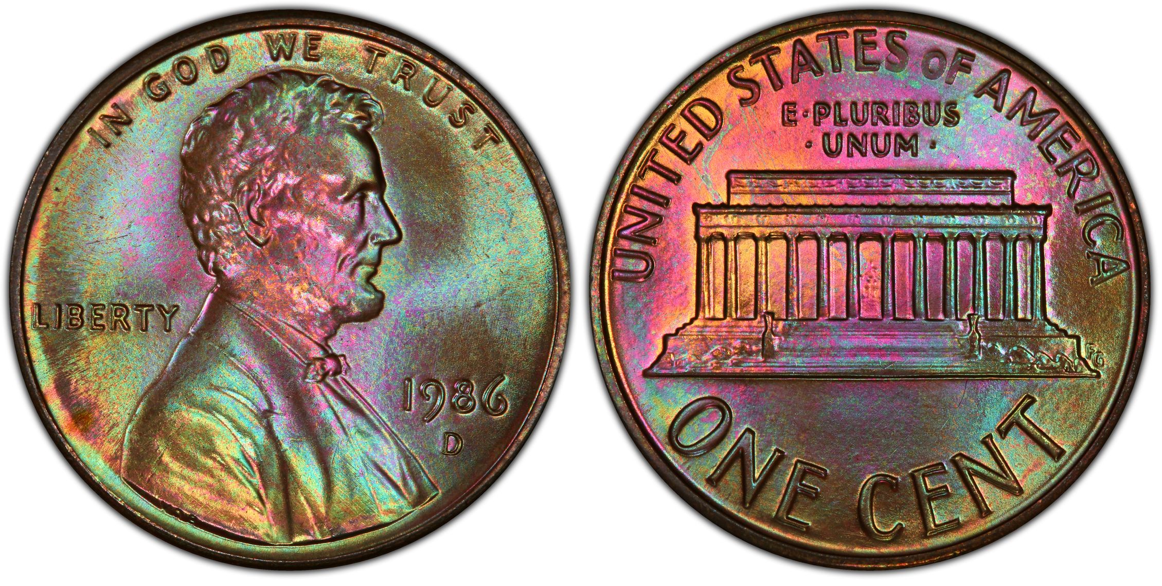 1986-D 1C, RB (Regular Strike) Lincoln Cent (Modern) - PCGS CoinFacts