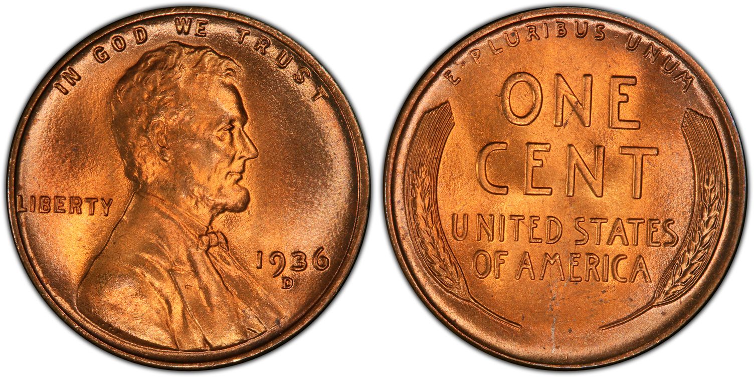 1936-D Lincoln Wheat Cent /</> Uncirculated /</> Red Brown