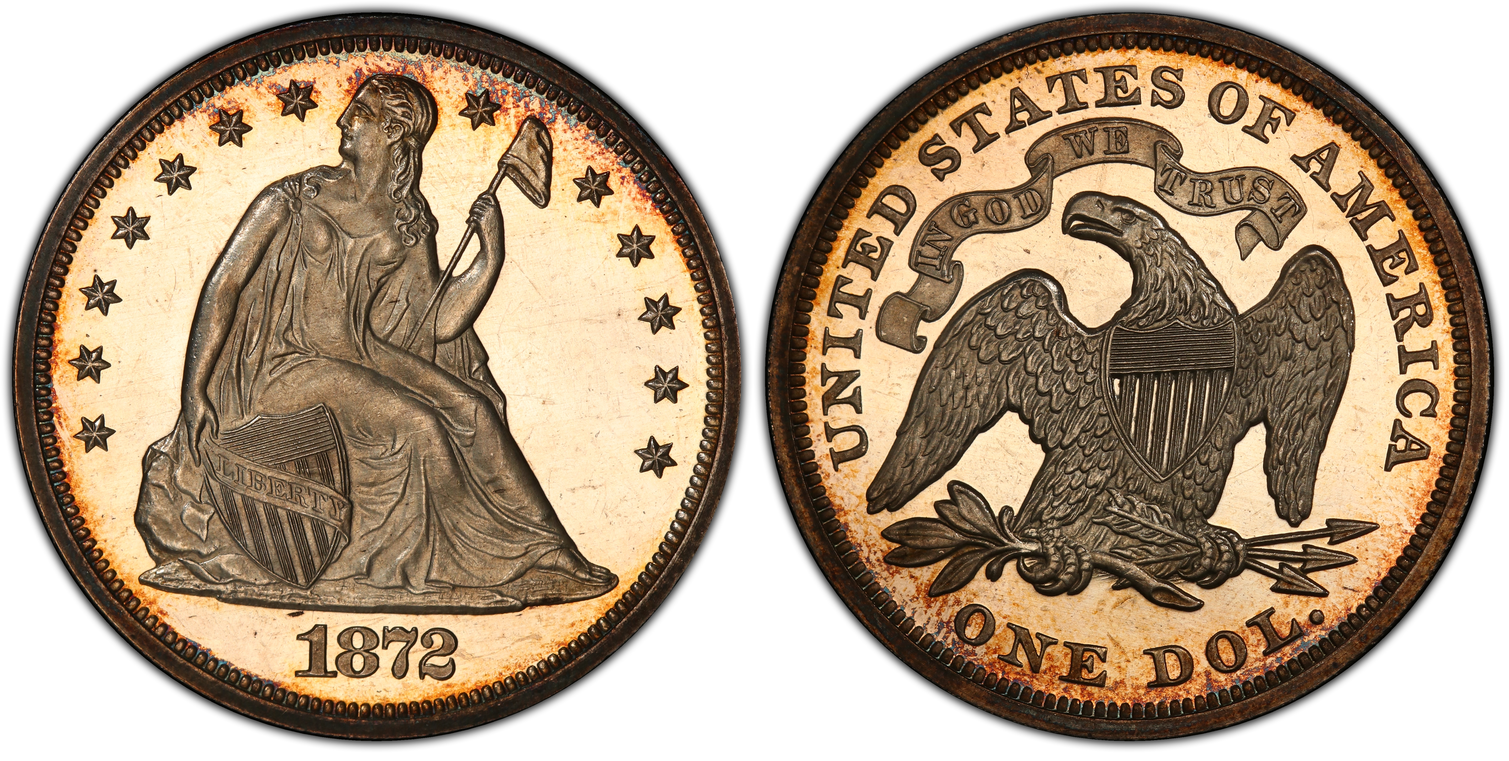 1872 $1, CAM (Proof) Liberty Seated Dollar - PCGS CoinFacts