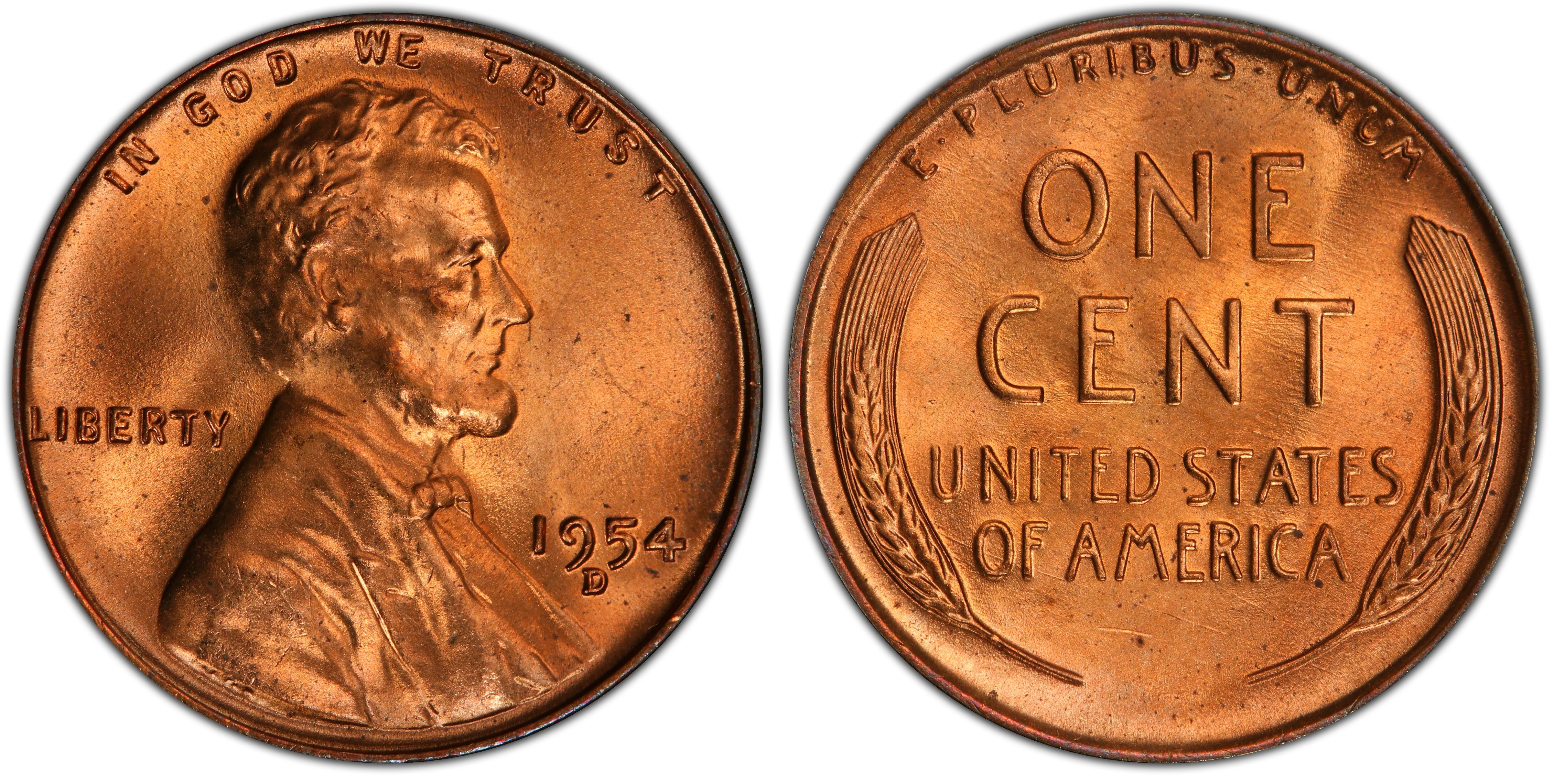 FREE SHIPPING! 1954D Details about   USA Brilliant Uncirculated RED Lincoln Wheat Cent 