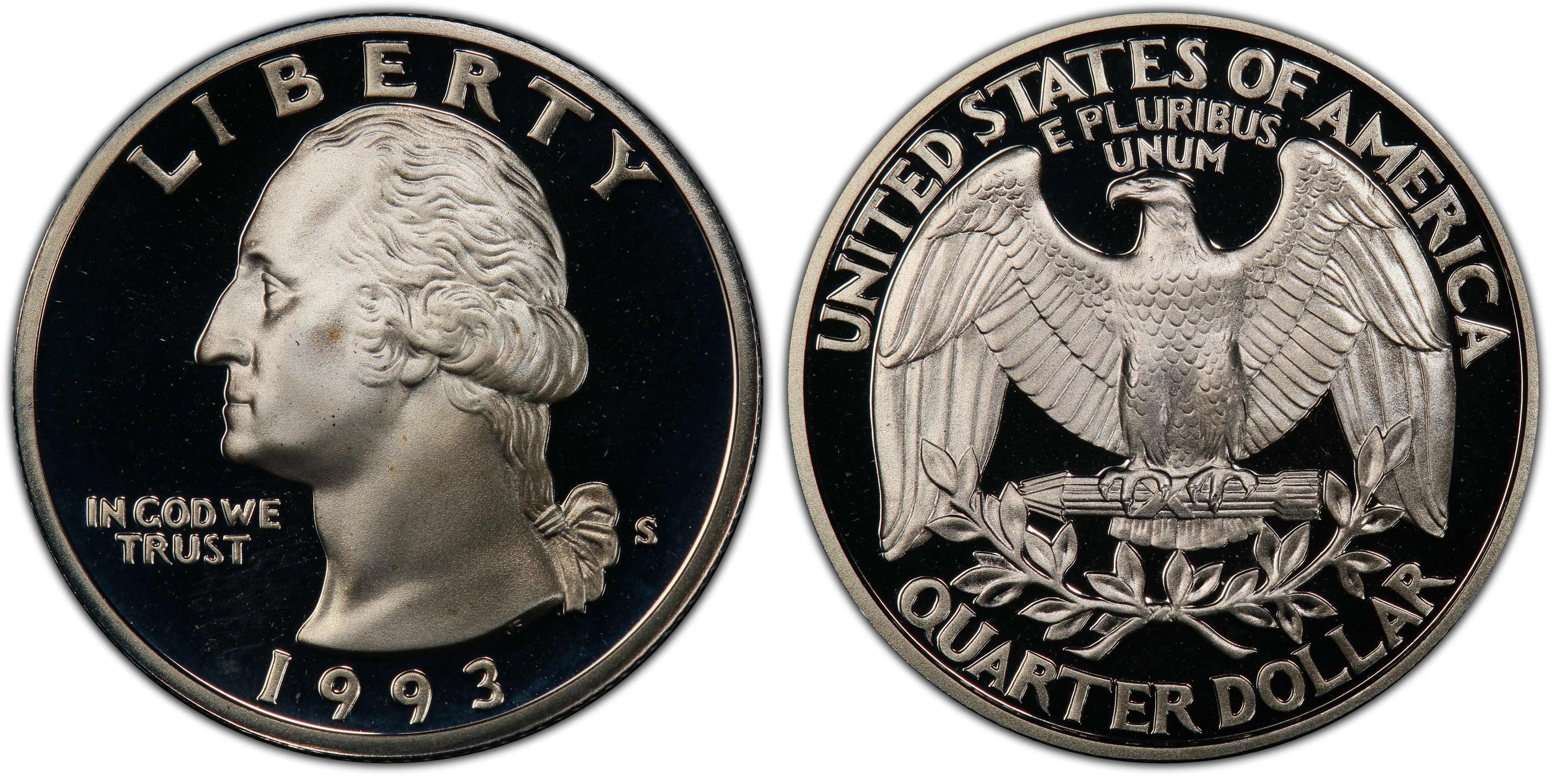 1993 SILVER Proof Washington Quarter 25c Coin US Twenty Five Cents 