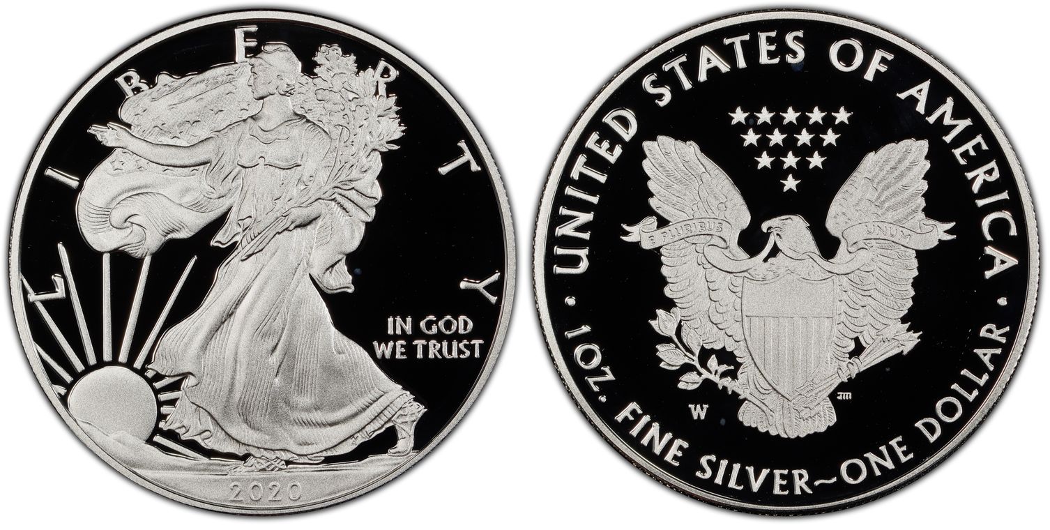 2020W 1 Silver Eagle Congratulations Set First Day of Issue, DCAM