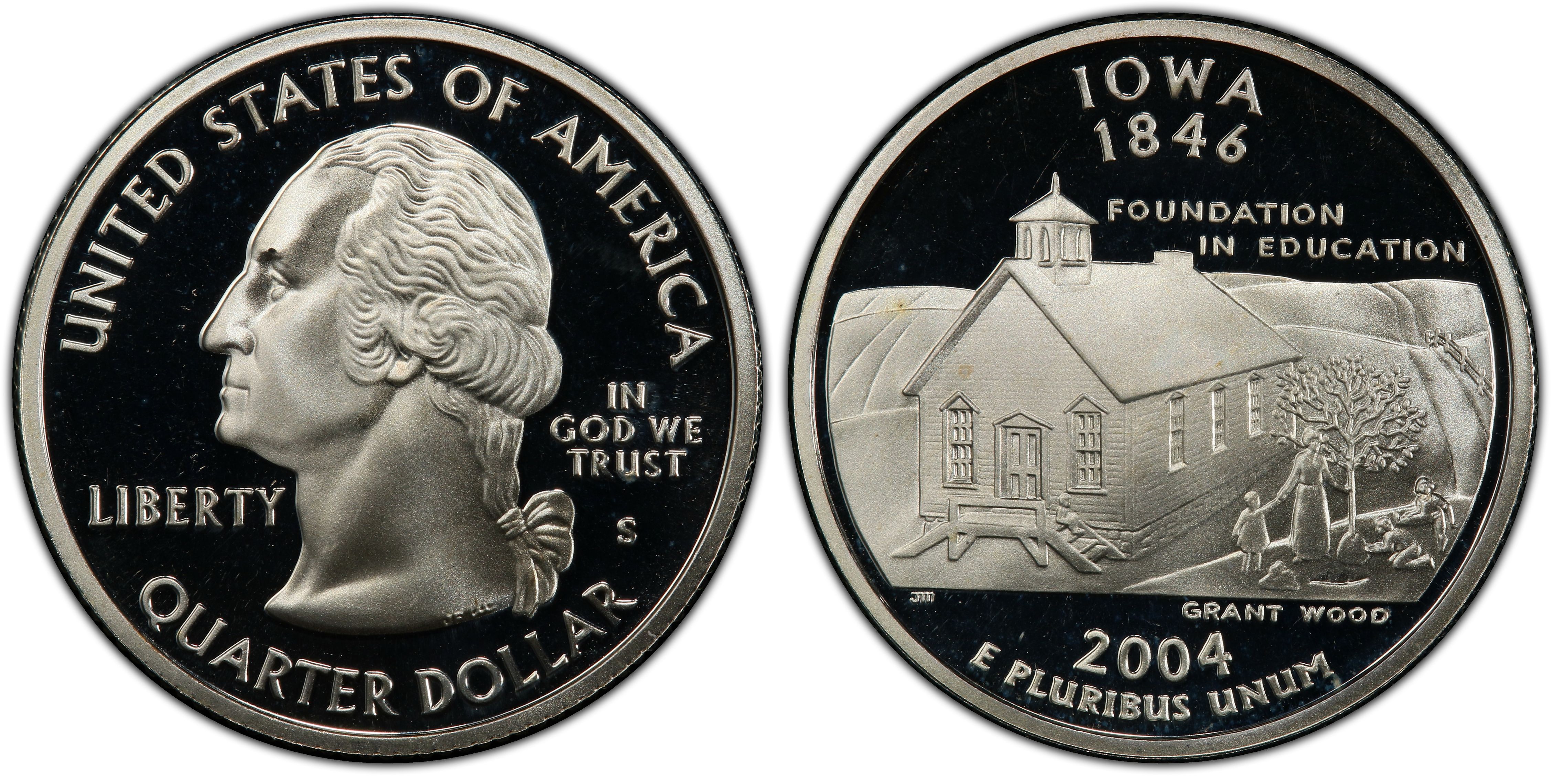2004-S 25c Iowa SILVER State Flag Label Quarter Proof Coin PCGS PR70 DCAM 