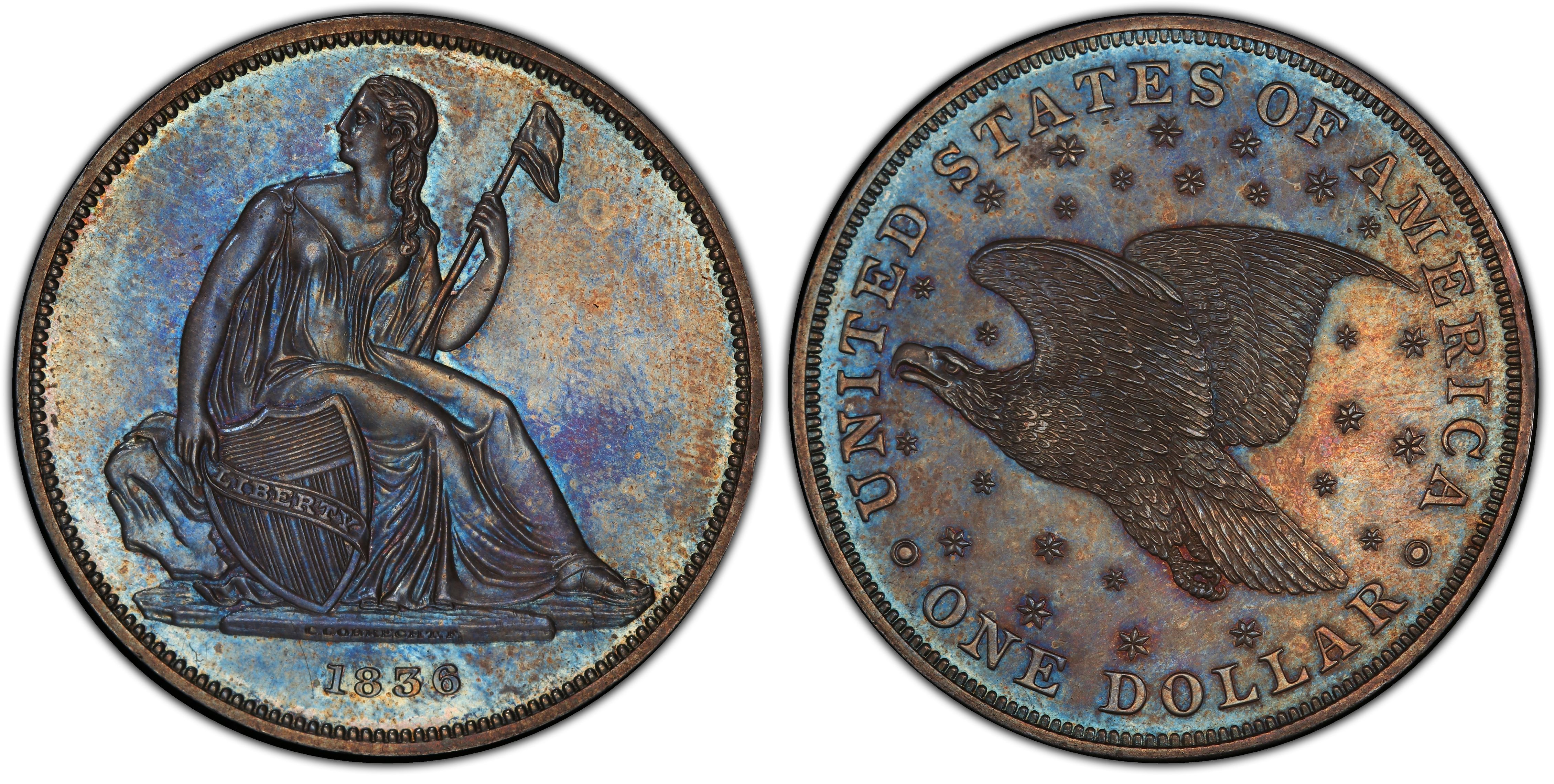 1 OZ COPPER COIN 1836 SEATED LIBERTY LOT # 6 