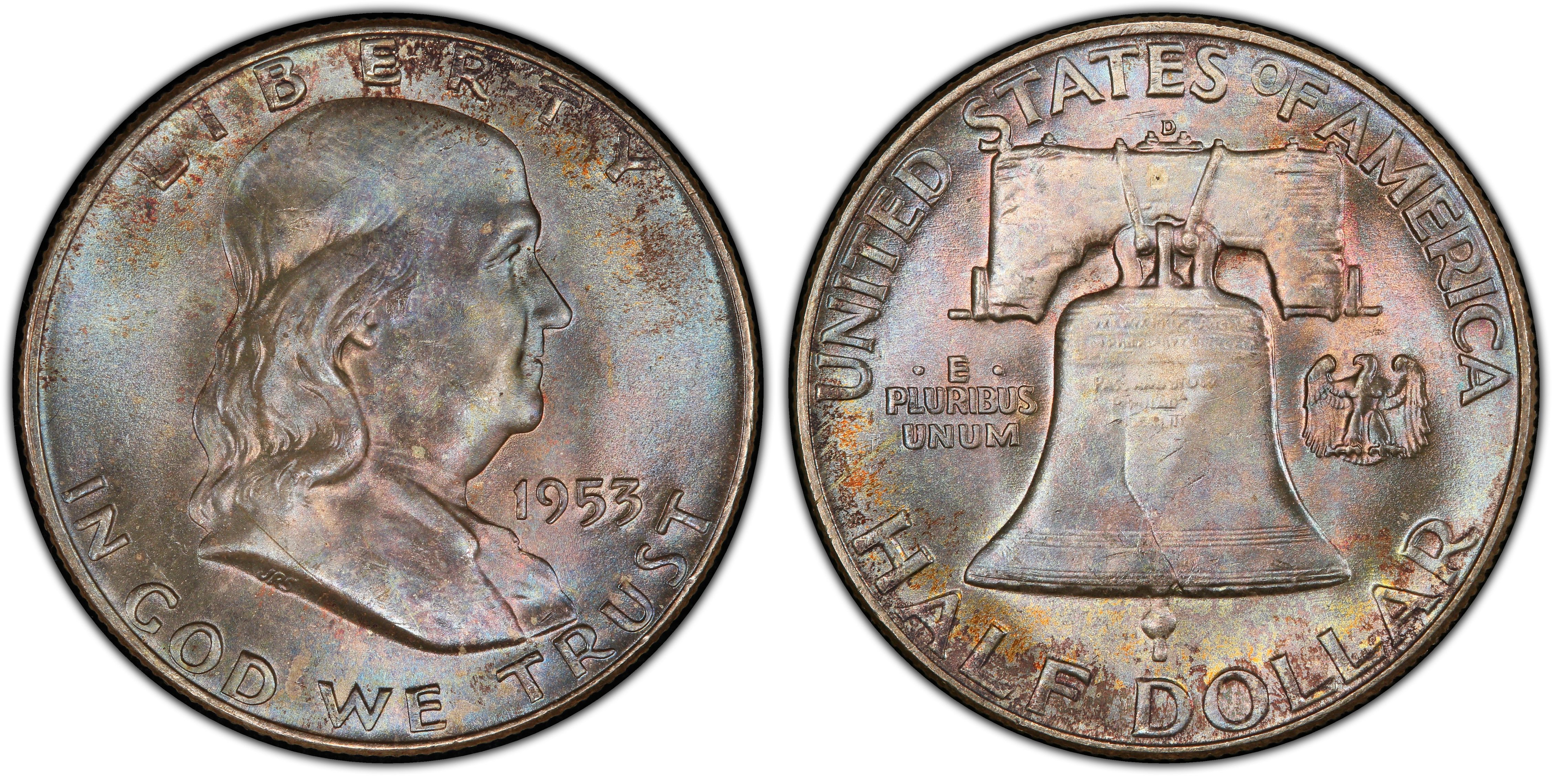 1953-D 50C Franklin Silver Half Dollar BU 