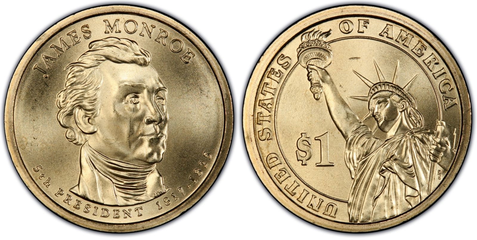 2008 D James Monroe President Dollar ~ Pos A ~ From U.S Mint Roll 