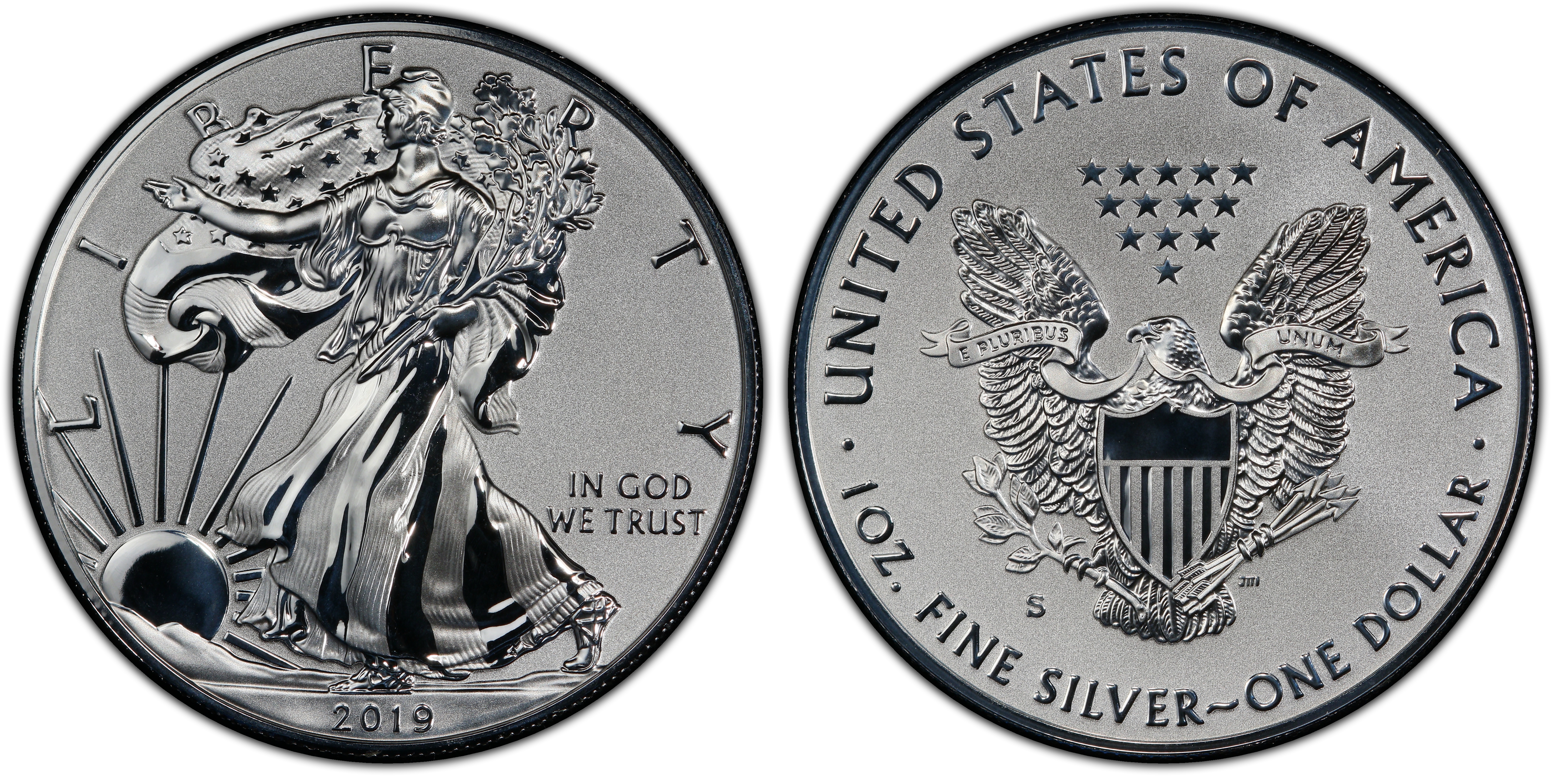 2019-s $1 Silver Eagle Enhanced Rev Pr First Strike (proof) Silver 