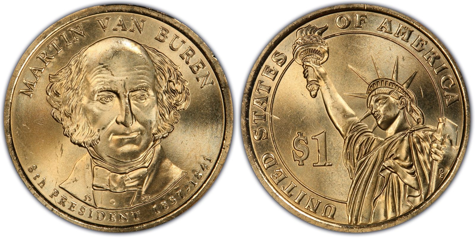 2008 P /& D Martin Van Buren Pres Coins 8th Pres Nice Circulated.