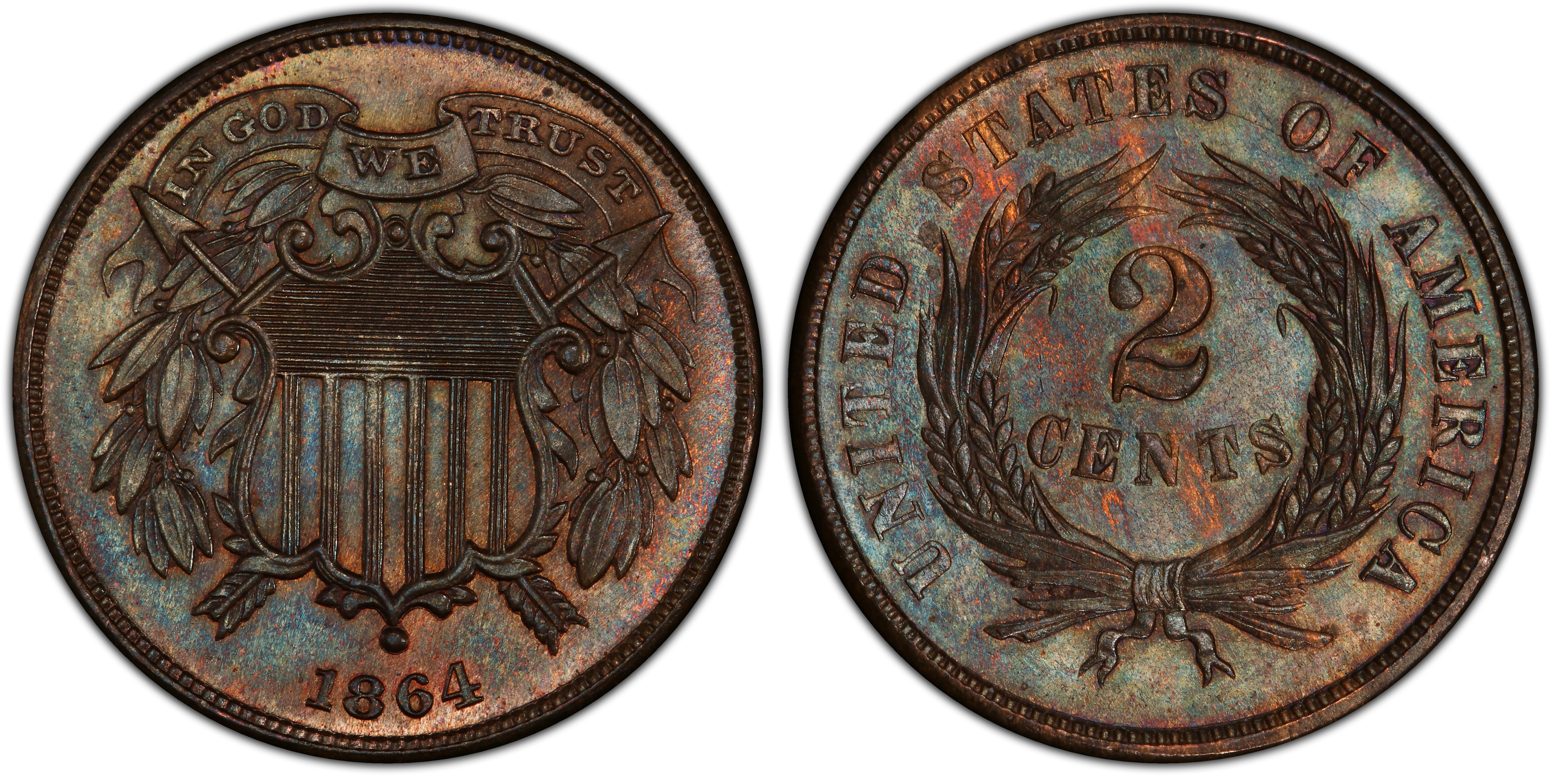 Images Of Two Cent 1864 2c Small Motto Bn Pcgs Coinfacts