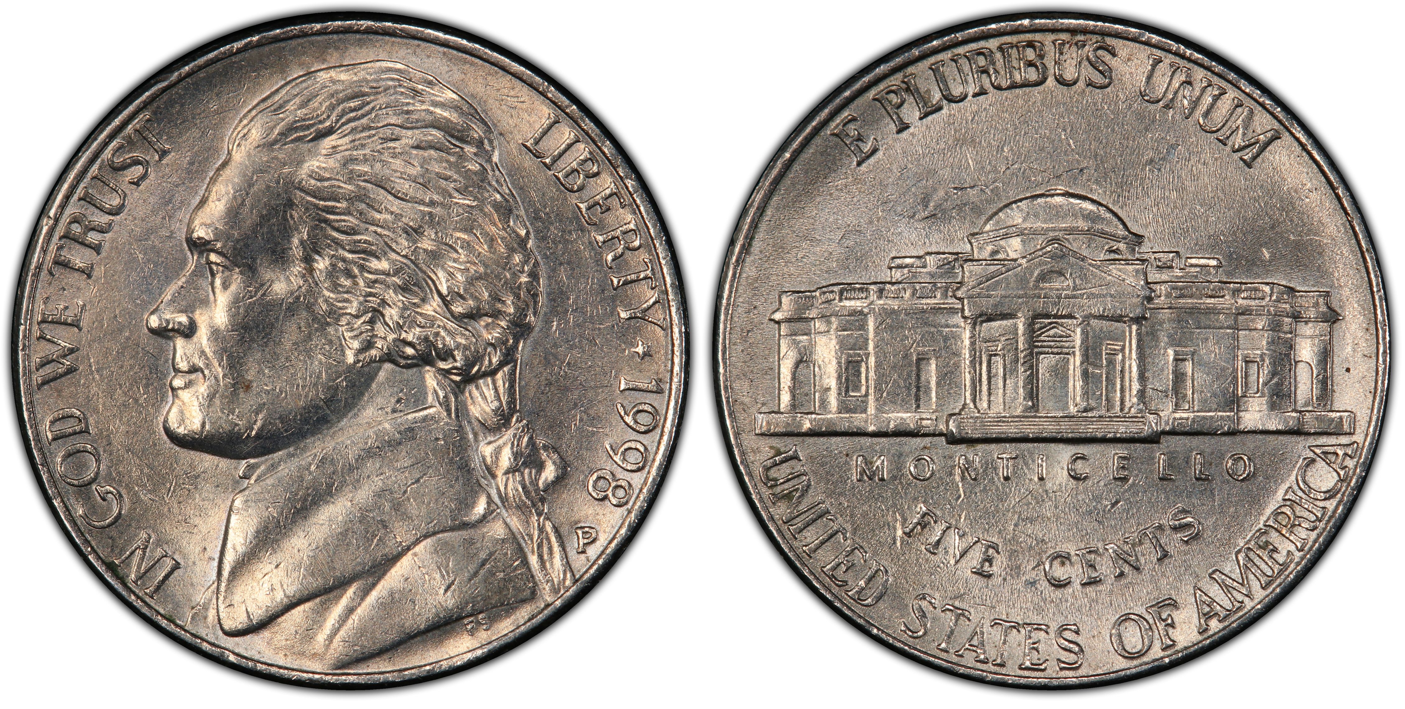 Details about   1998 P D Jefferson Nickels BU US Mint Cello 2 Coin Set 
