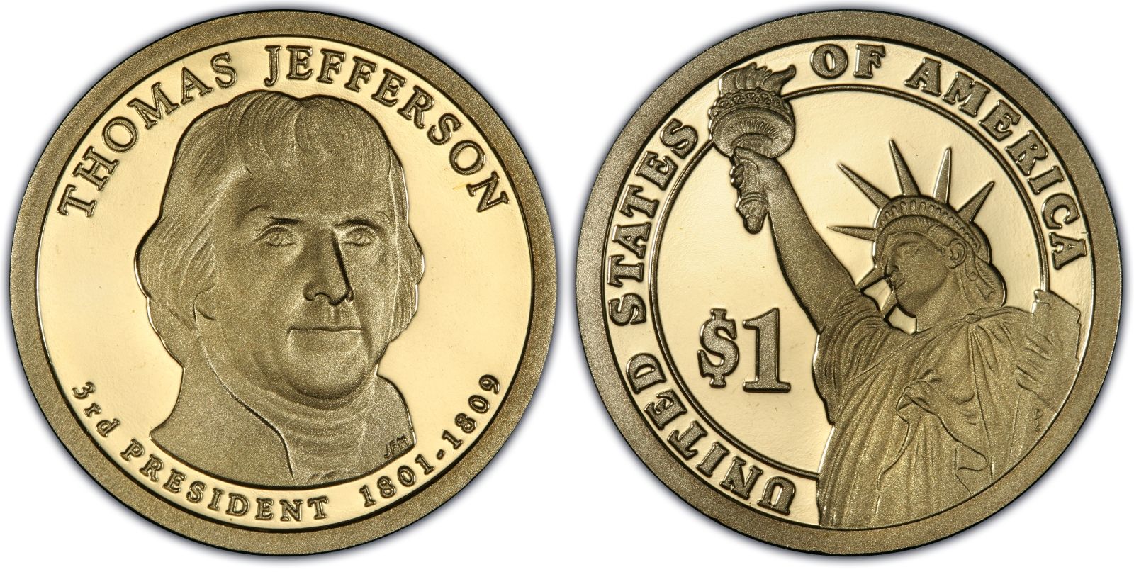 2007-S $1 Thomas Jefferson First Strike, DCAM (Proof) Presidential ...