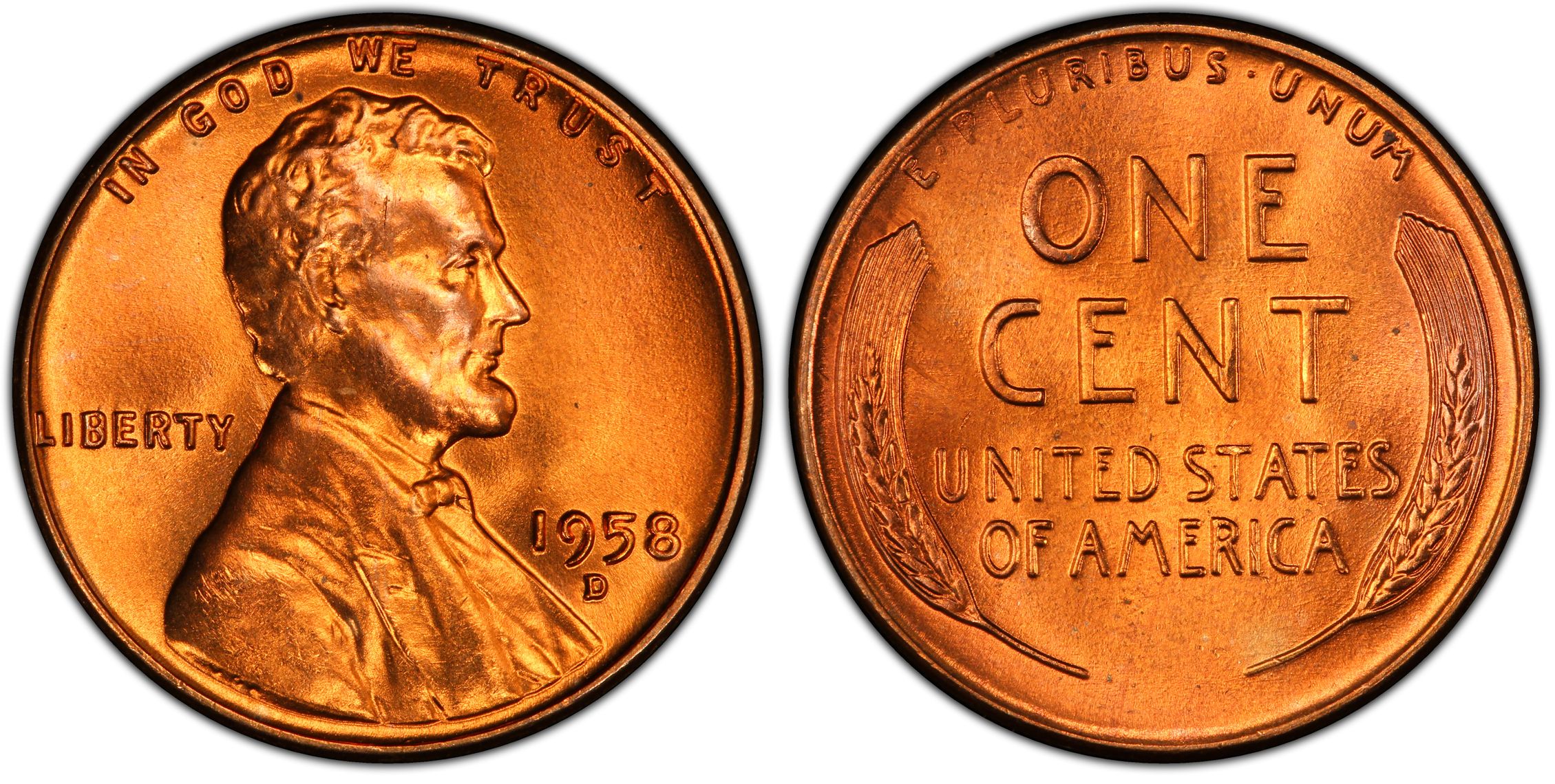 Download 1958-D 1C, RD (Regular Strike) Lincoln Cent (Wheat Reverse) - PCGS CoinFacts