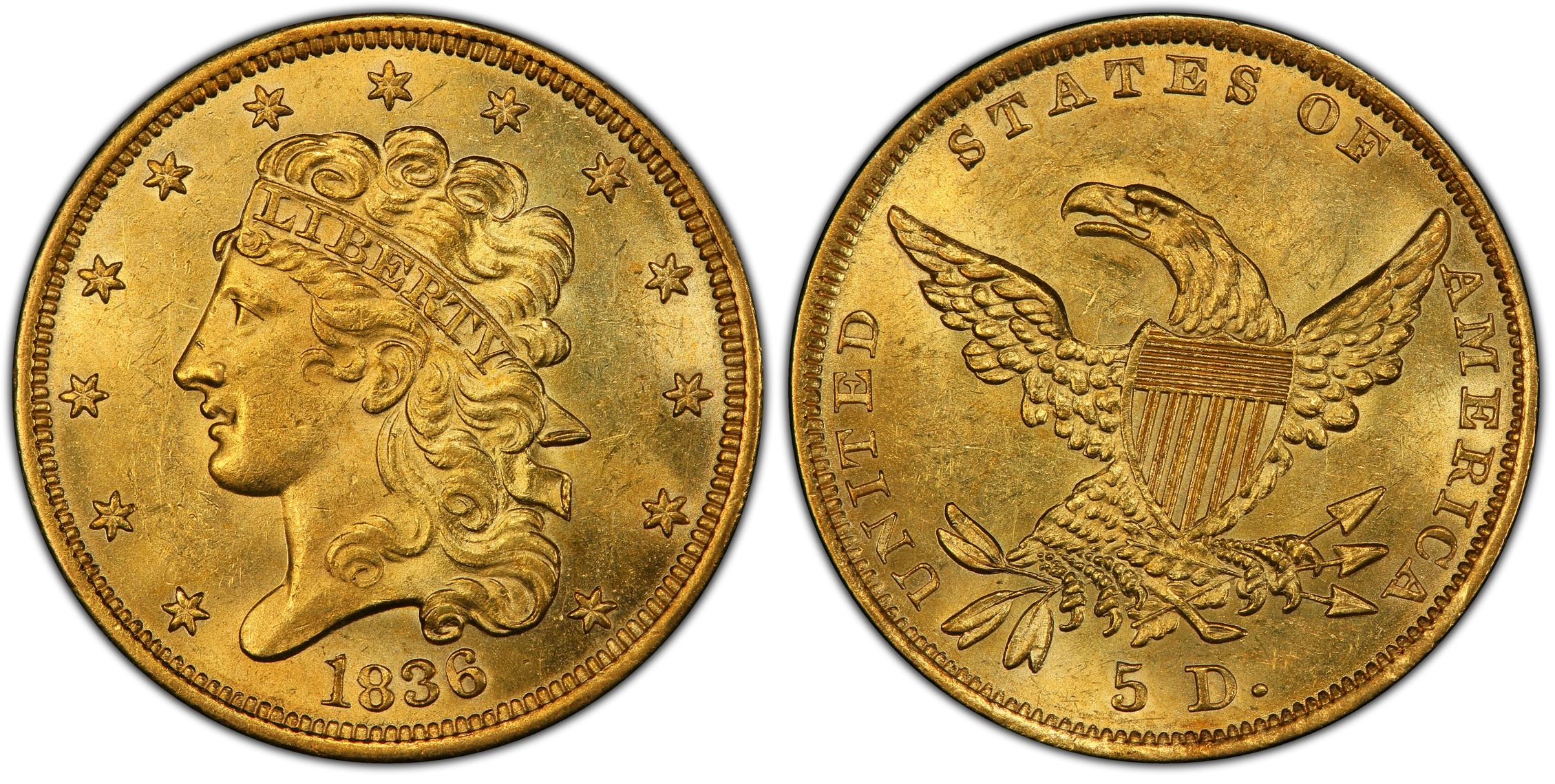 1836 $5 HM-4 (Regular Strike) Classic Head $5 - PCGS CoinFacts