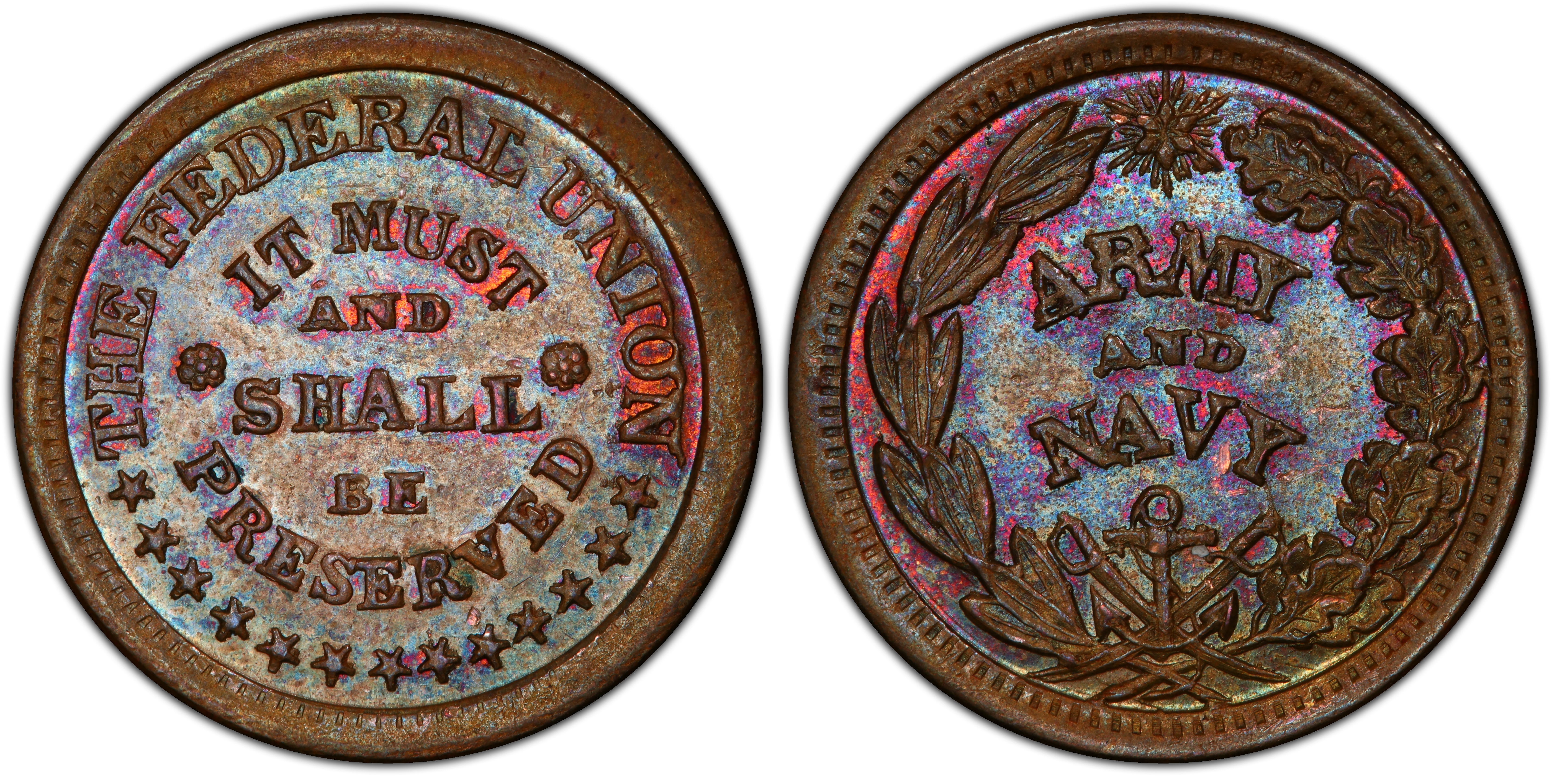 (1860-65) Token F-219/323 Copper The Federal Union Patriotic, BN ...