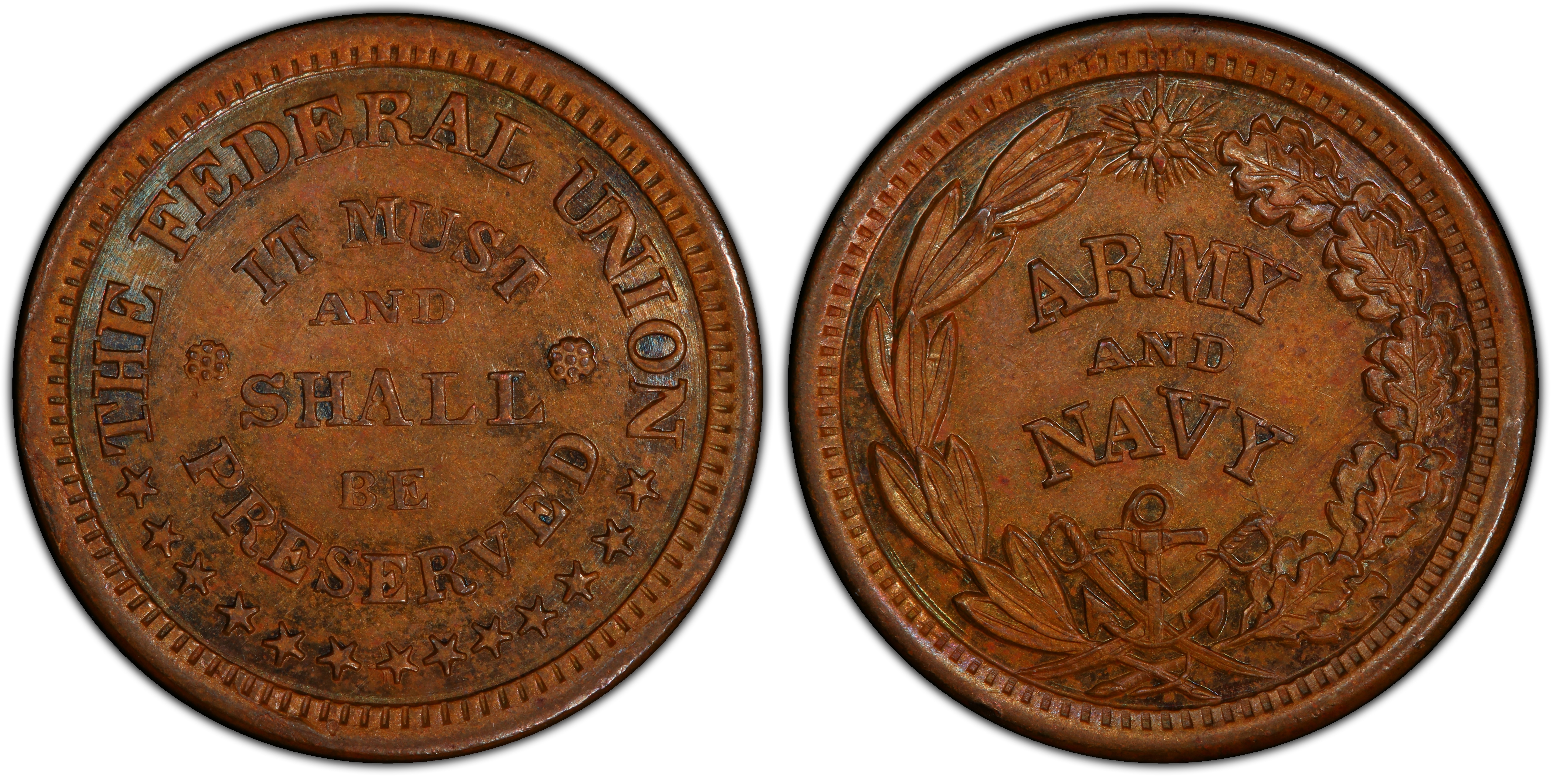 (1861-65) Token F-220/327a Copper The Federal Union Patriotic, BN ...