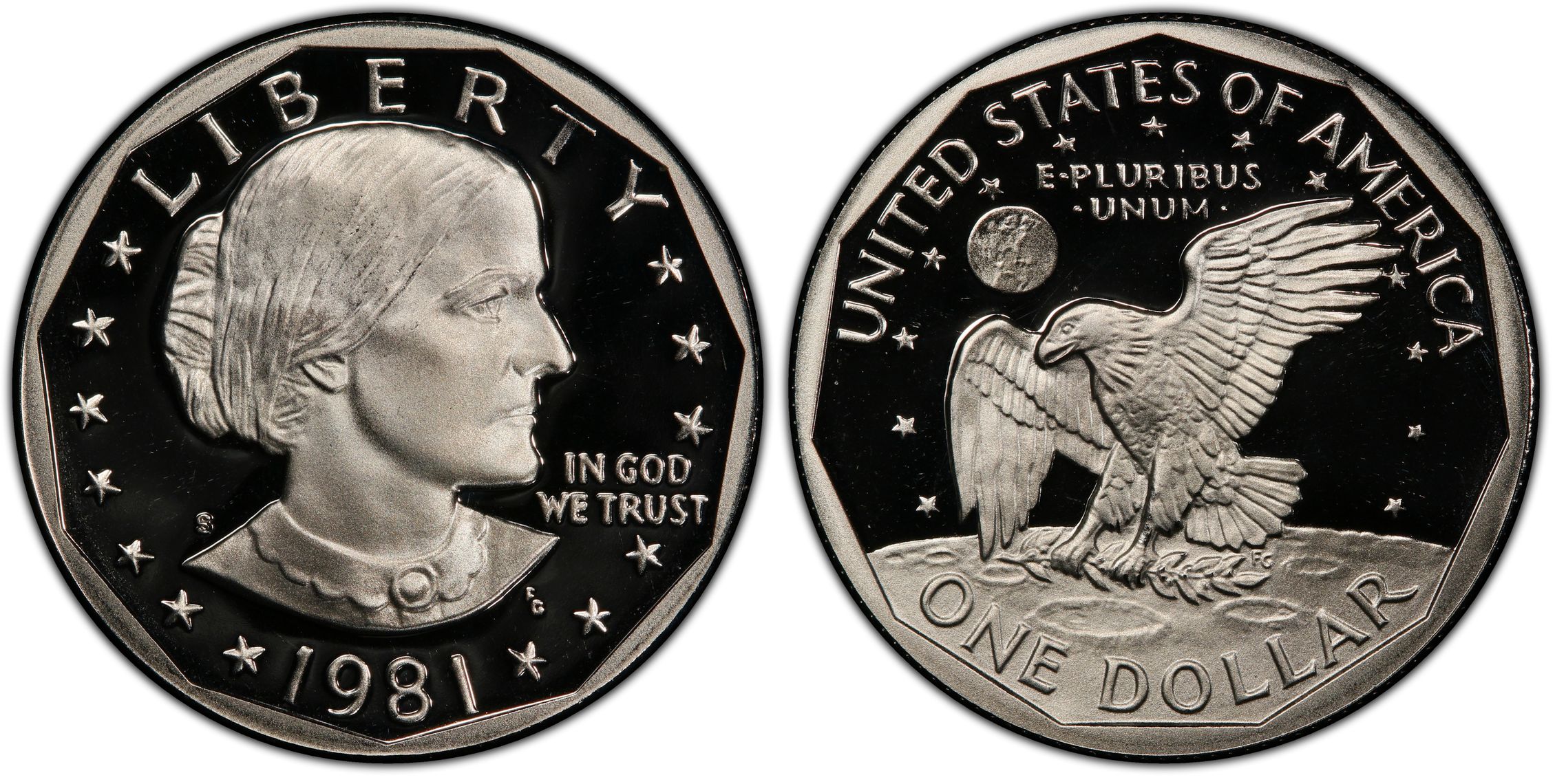 1981-S SBA$1 Type 2, DCAM (Proof) Susan B. Anthony Dollar - PCGS CoinFacts