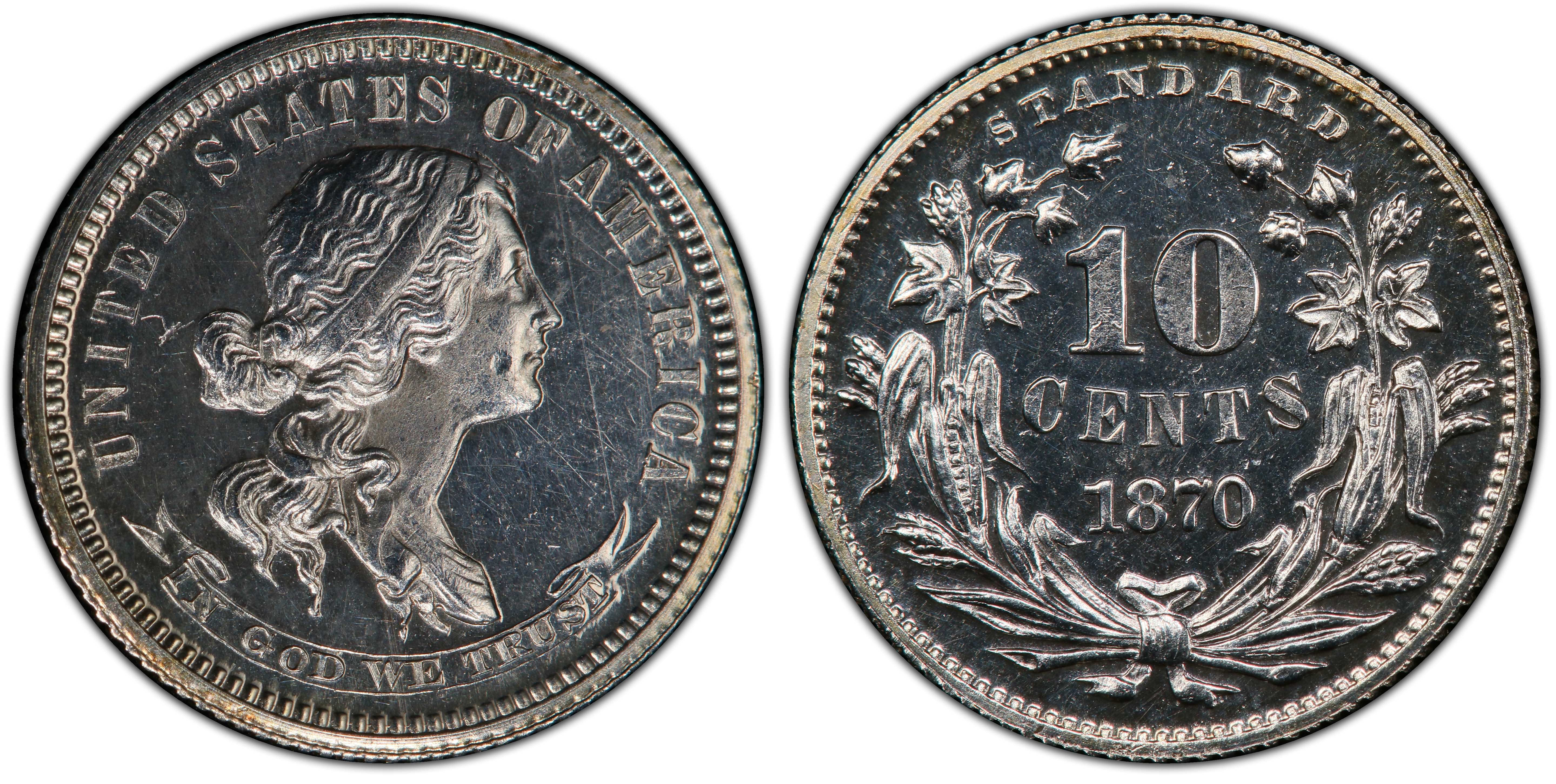 1870 10C J849 (Proof) Patterns PCGS CoinFacts