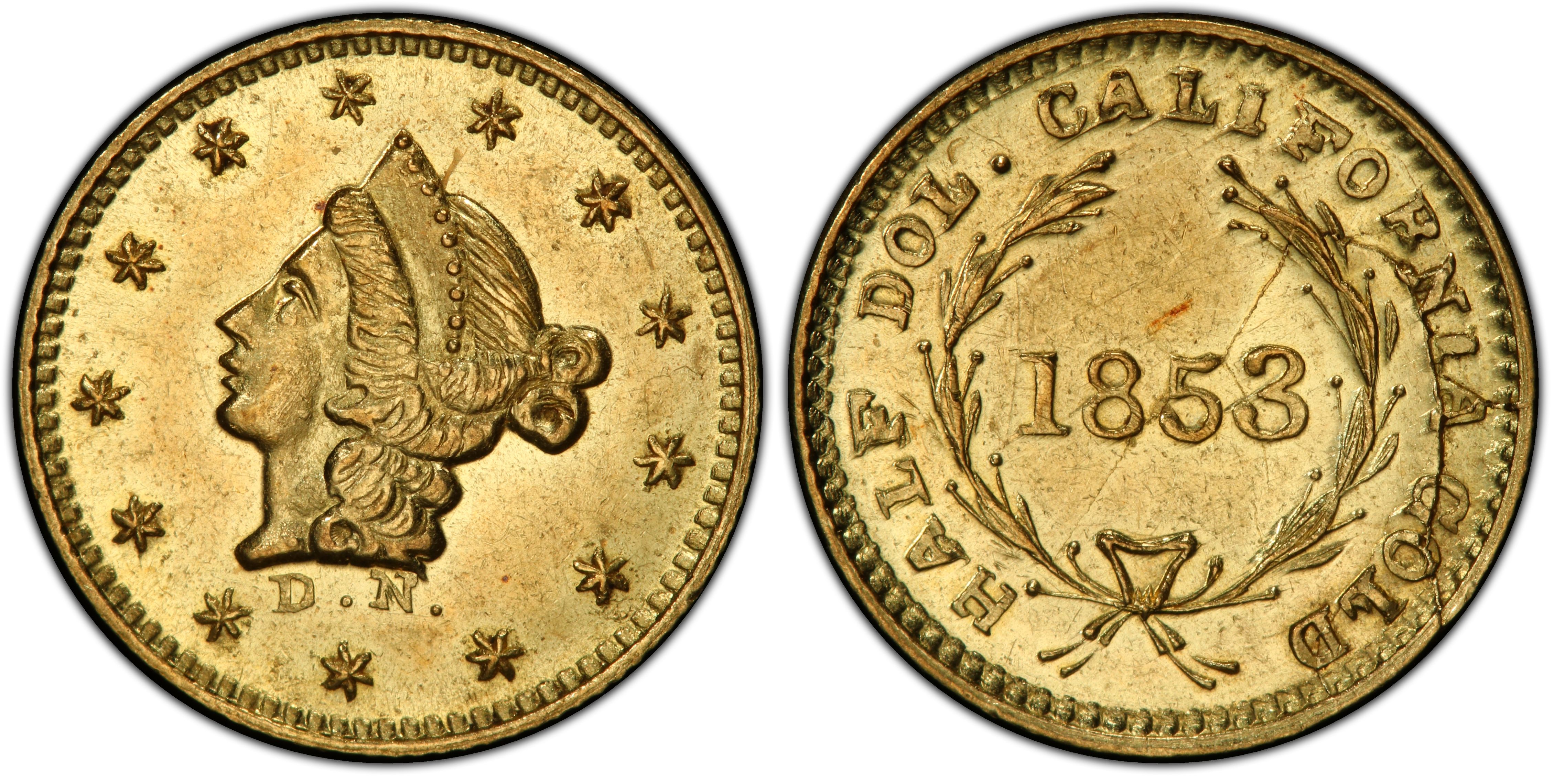 1853 G50C BG 409 Regular Strike California Fractional Gold