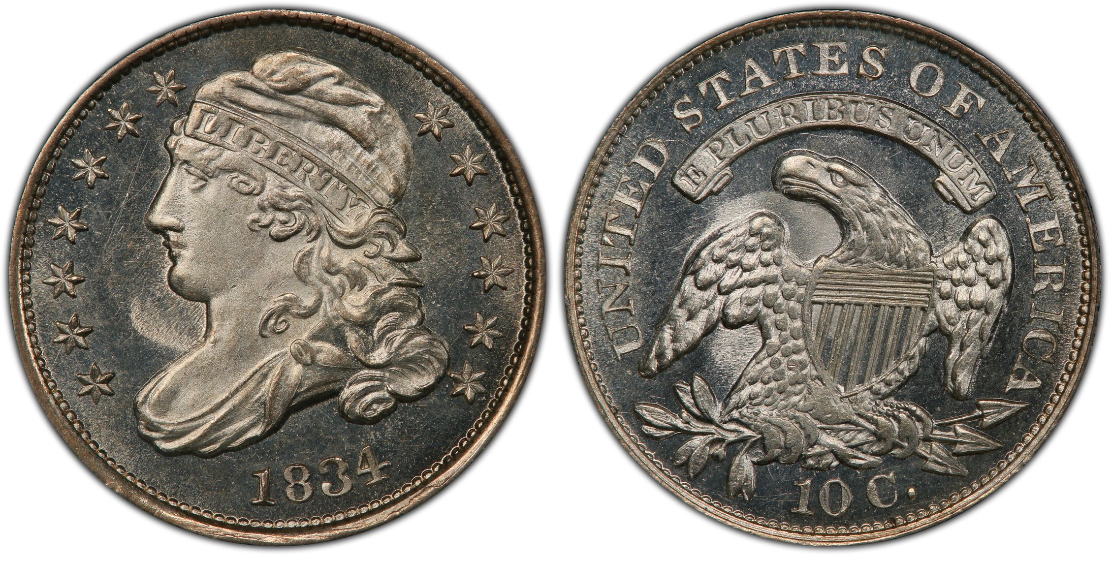 Fashion 1834 bust dime p28