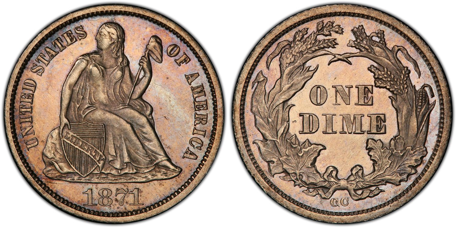 1871-CC 10C (Regular Strike) Liberty Seated Dime - PCGS CoinFacts