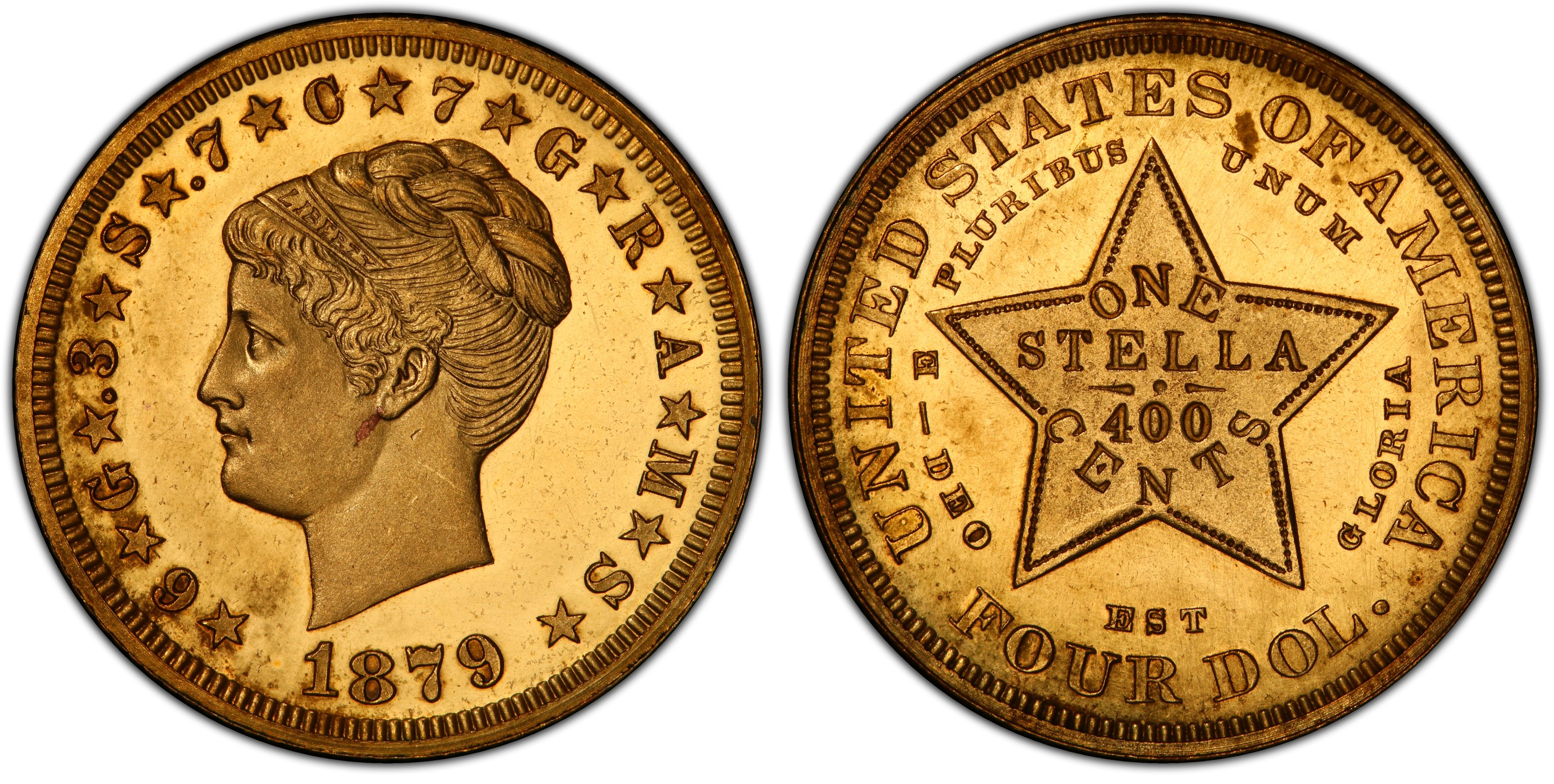 1879 $4 J-1639 Gilt Cu, CAM (Proof) Patterns - PCGS CoinFacts