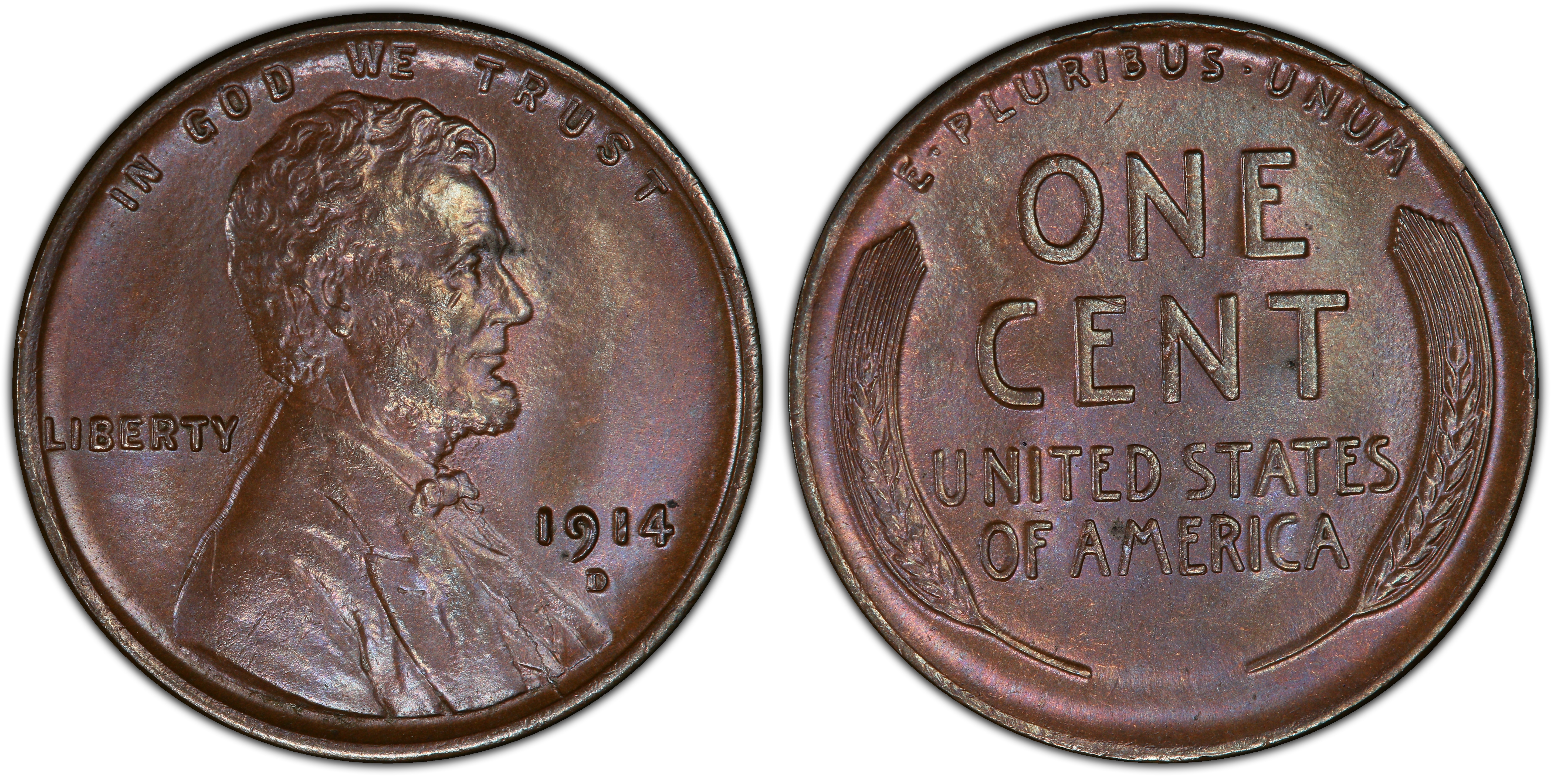 1914-D 1C, BN (Regular Strike) Lincoln Cent (Wheat Reverse) - PCGS ...