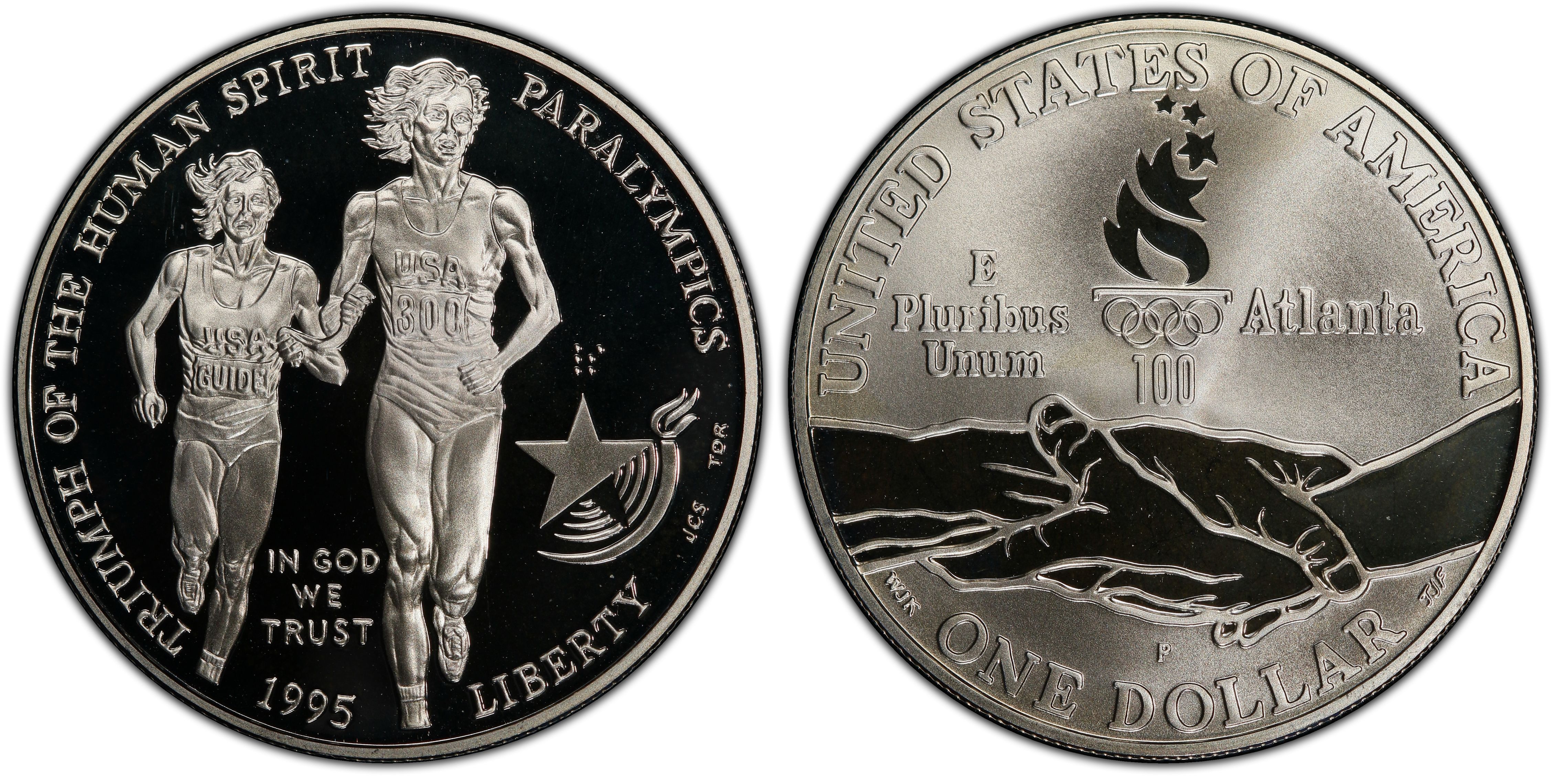 1995 P Olympics Gymnast Commemorative Proof Silver Dollar DCAM US Mint 