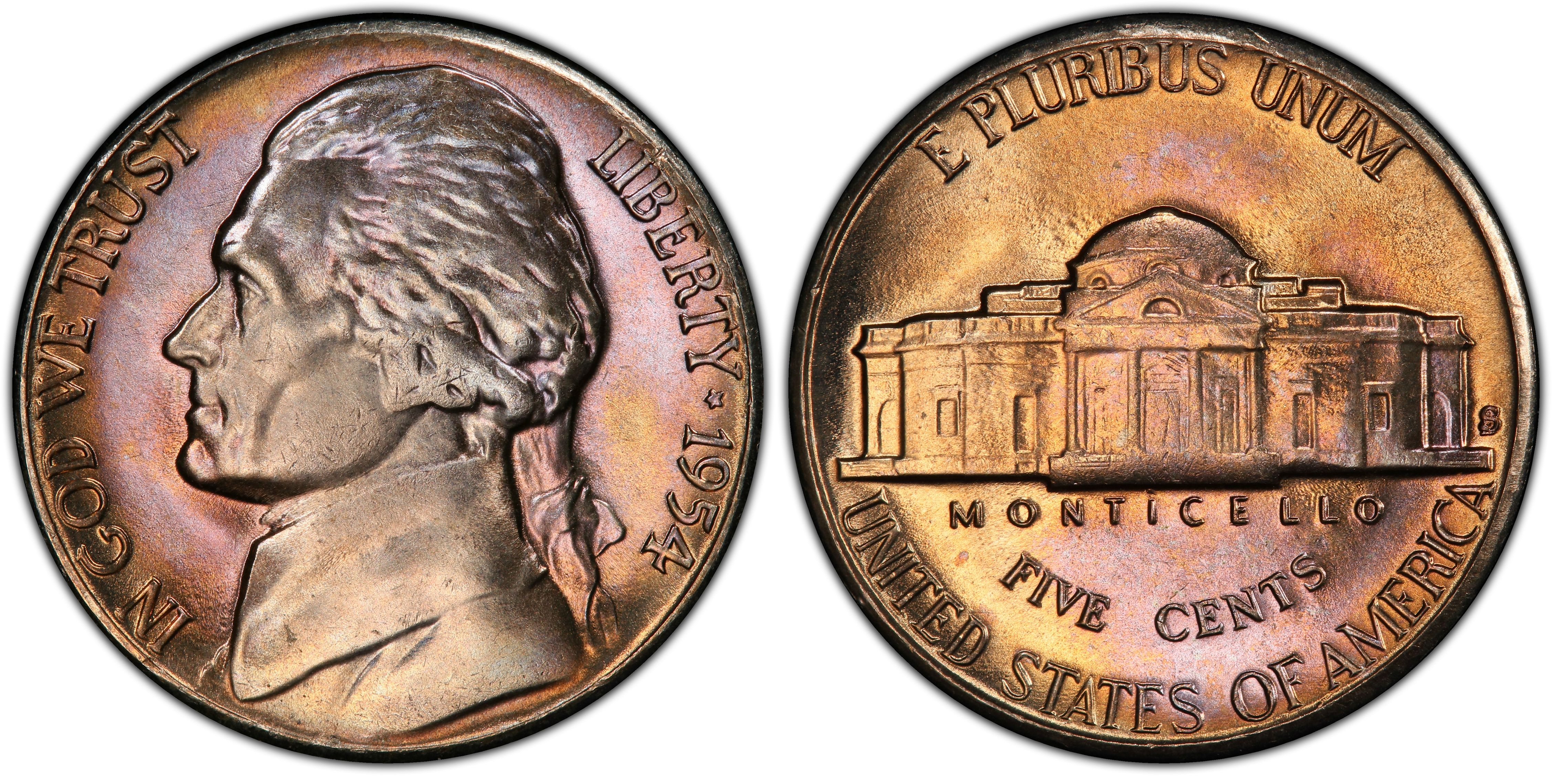 #E212A 1954-PDS Jefferson Nickels