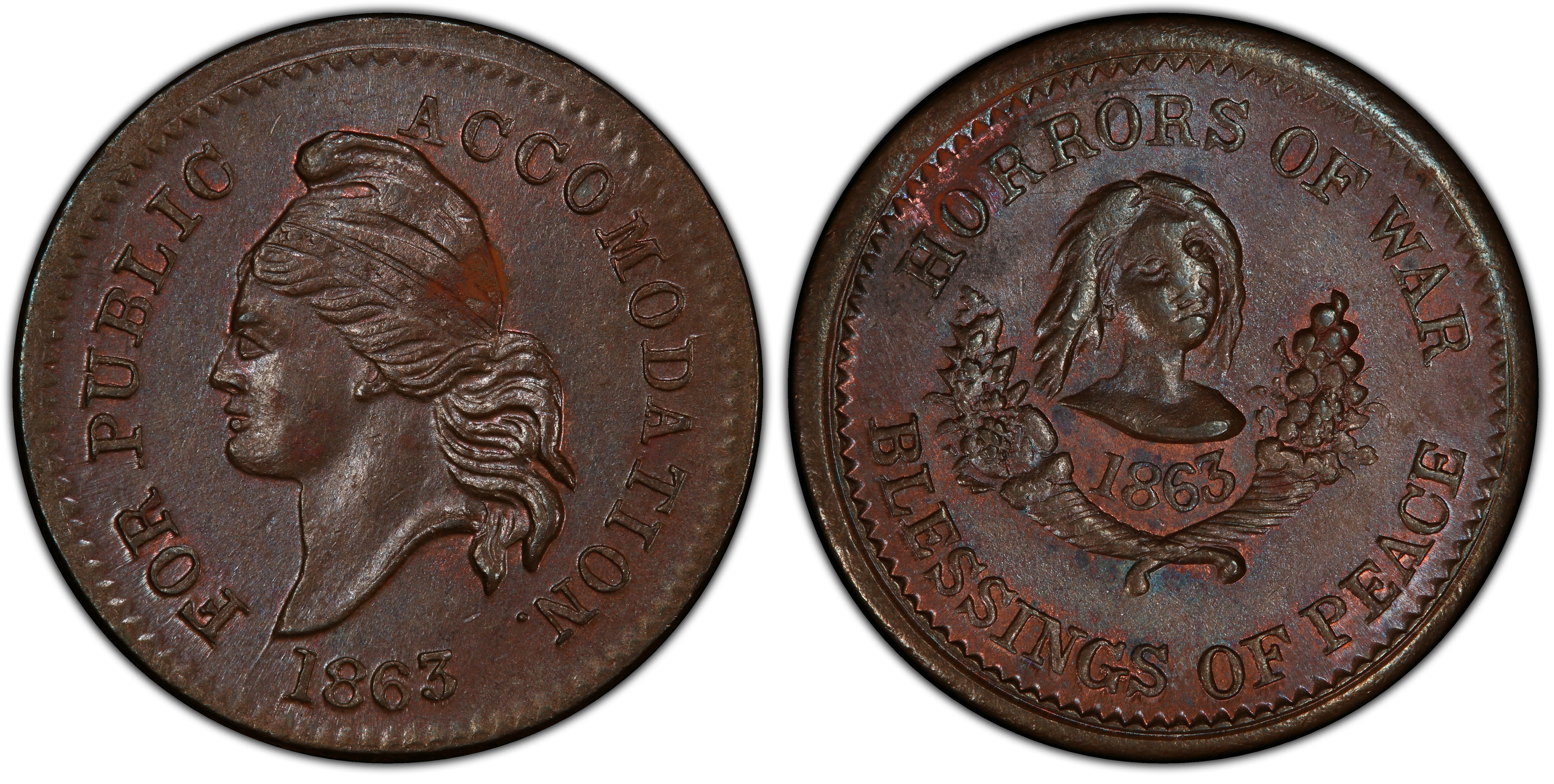 Images Of Civil War Tokens 1863 Token F-37/256a Copper Horrors Of War ...