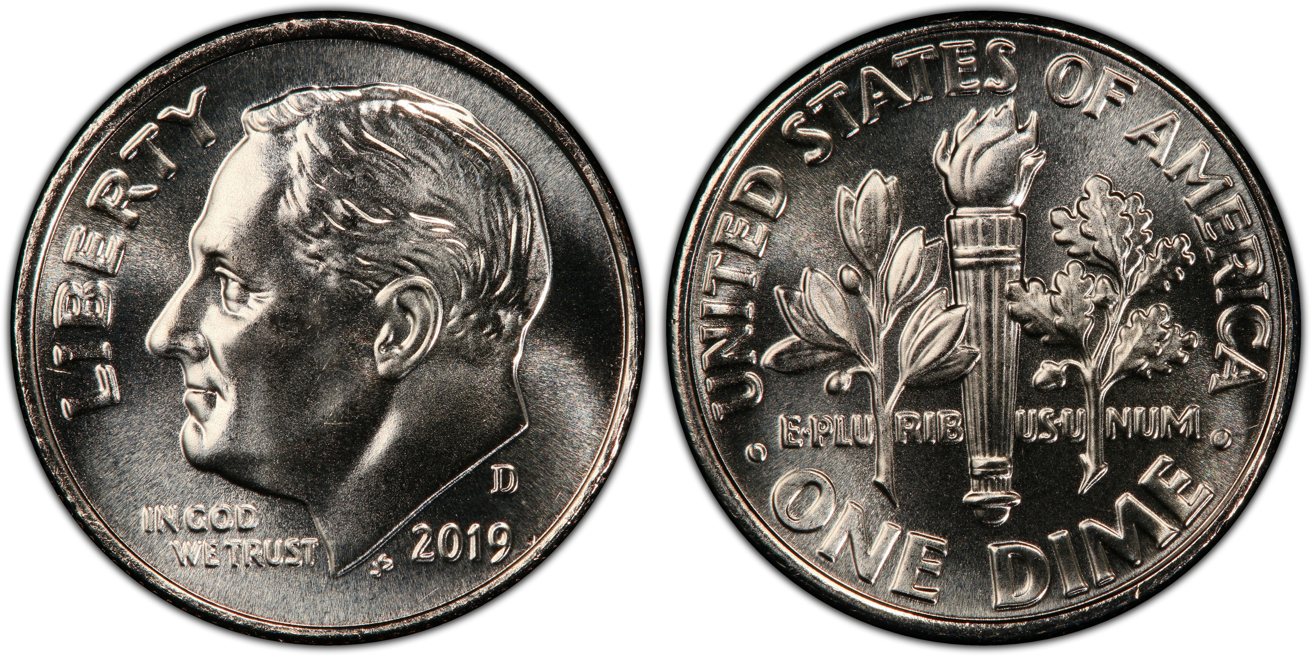 2019-P BU ROOSEVELT DIME FROM BANK WRAPPED ROLL 